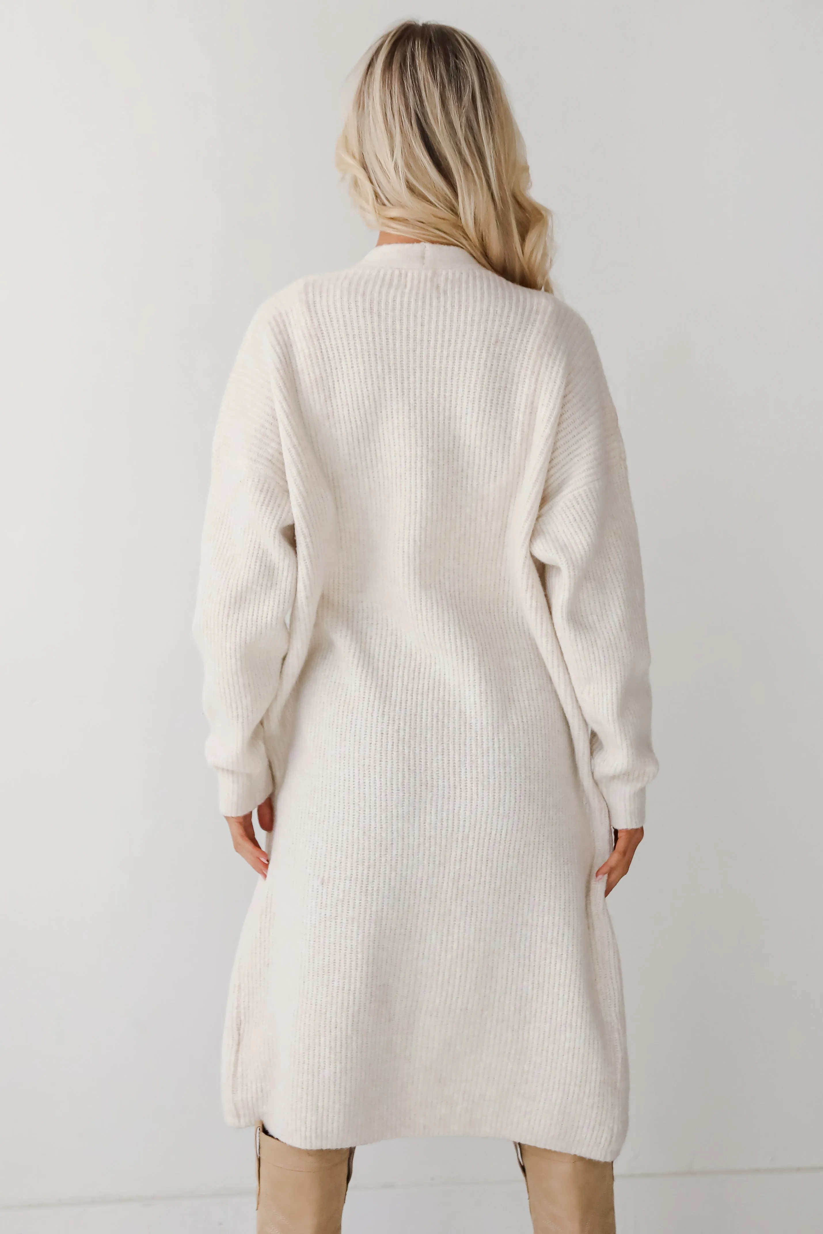 FINAL SALE - Memorably Charming Ivory Longline Sweater Cardigan