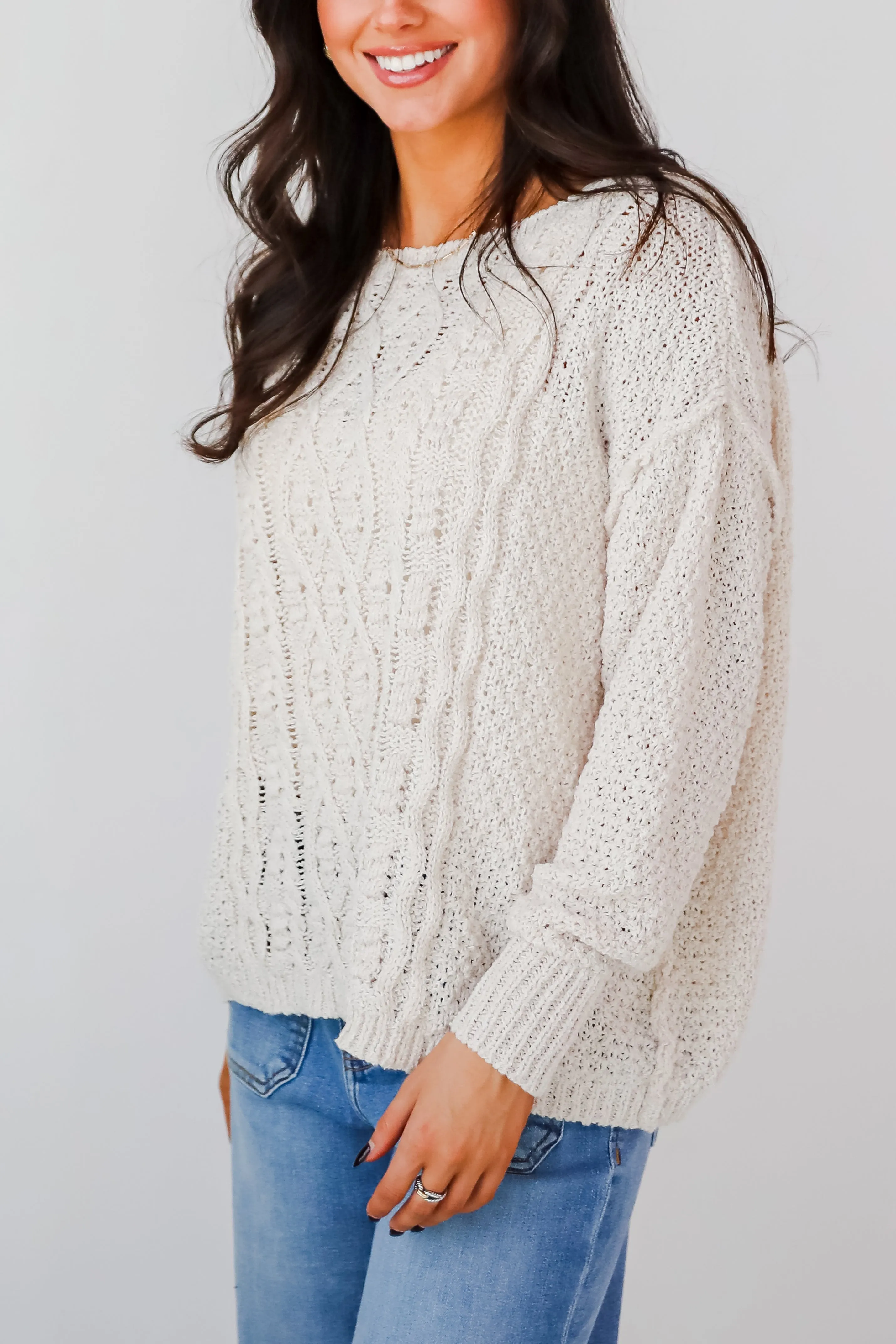 FINAL SALE - Modern Comfort Natural Cable Knit Sweater