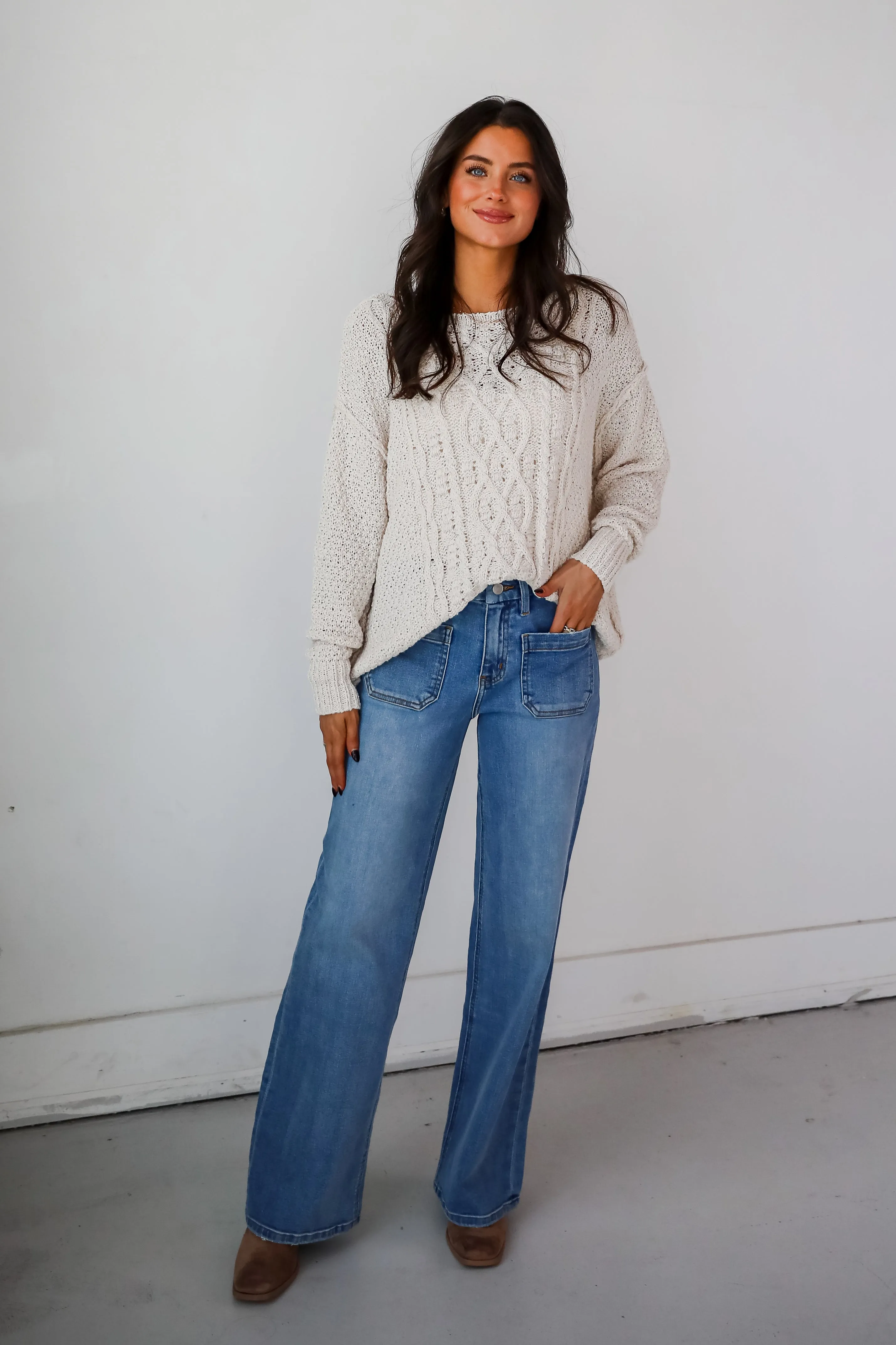 FINAL SALE - Modern Comfort Natural Cable Knit Sweater