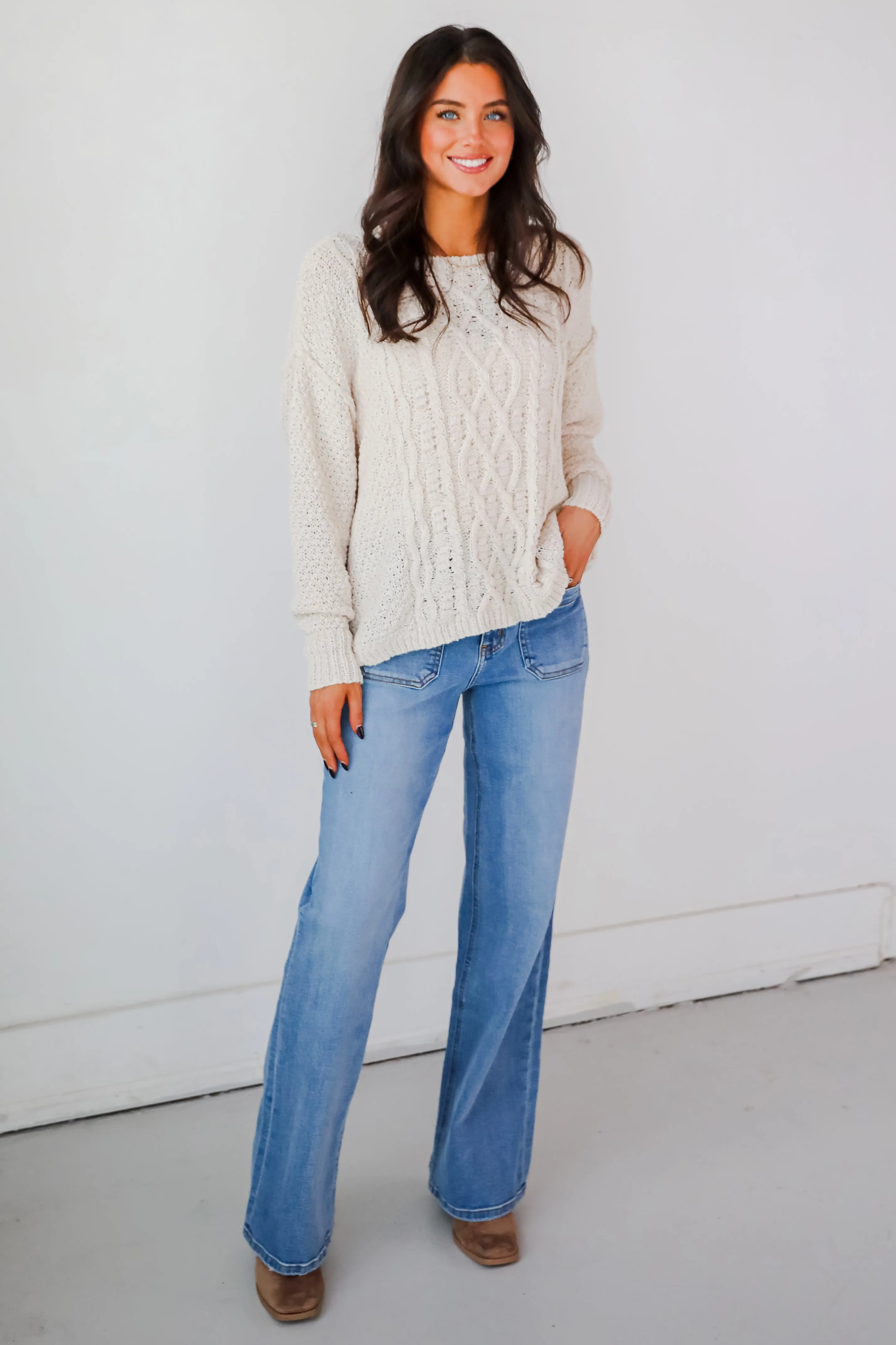 FINAL SALE - Modern Comfort Natural Cable Knit Sweater