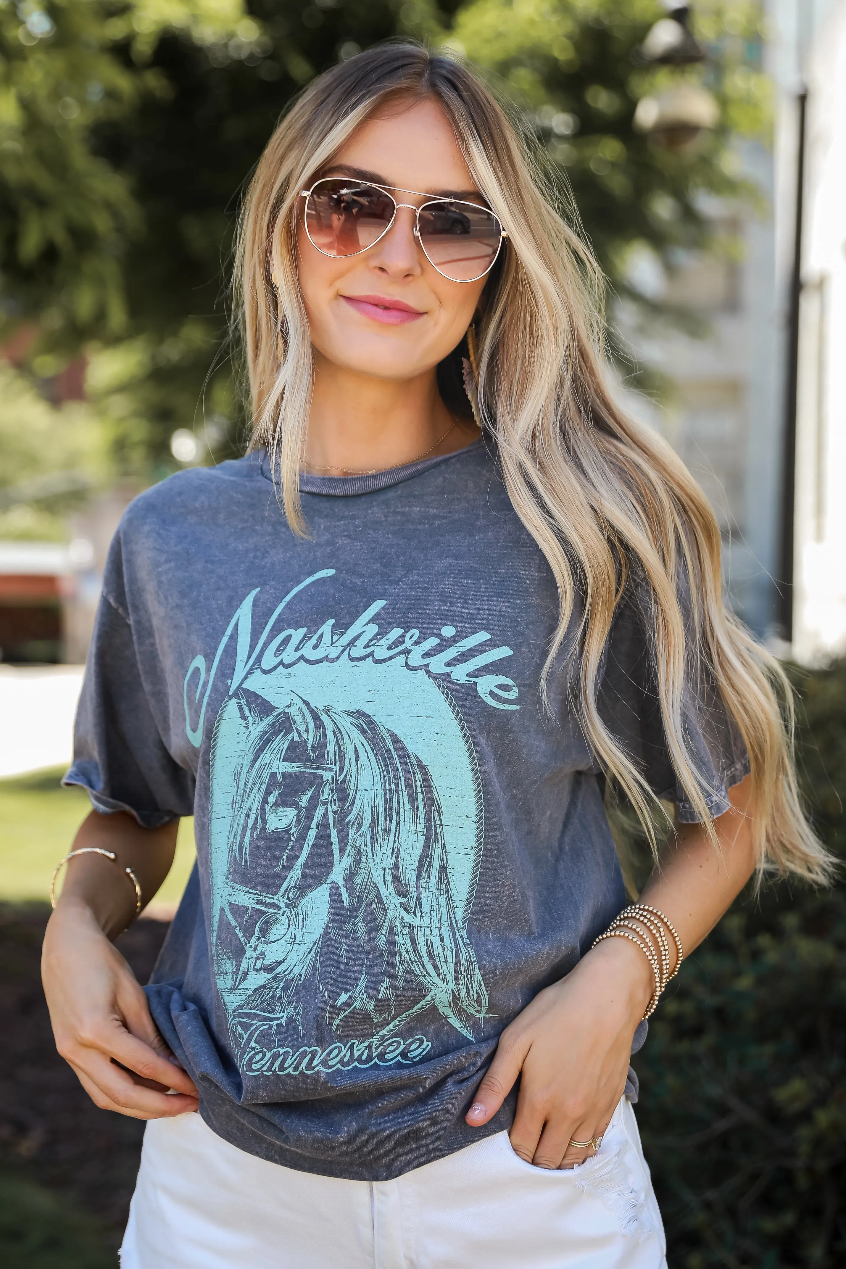 FINAL SALE - Nashville Tennessee Grey Graphic Tee