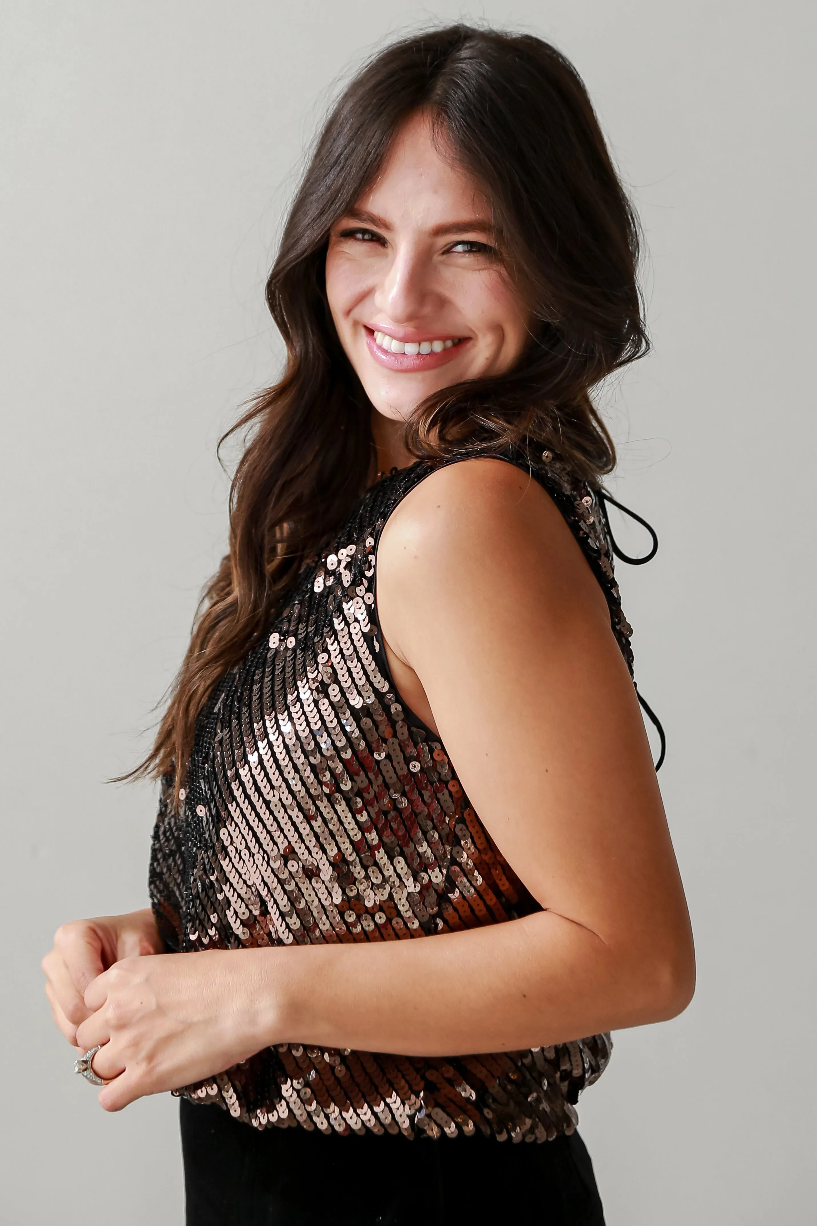 FINAL SALE - Radiant Celebration Black Sequin Tank