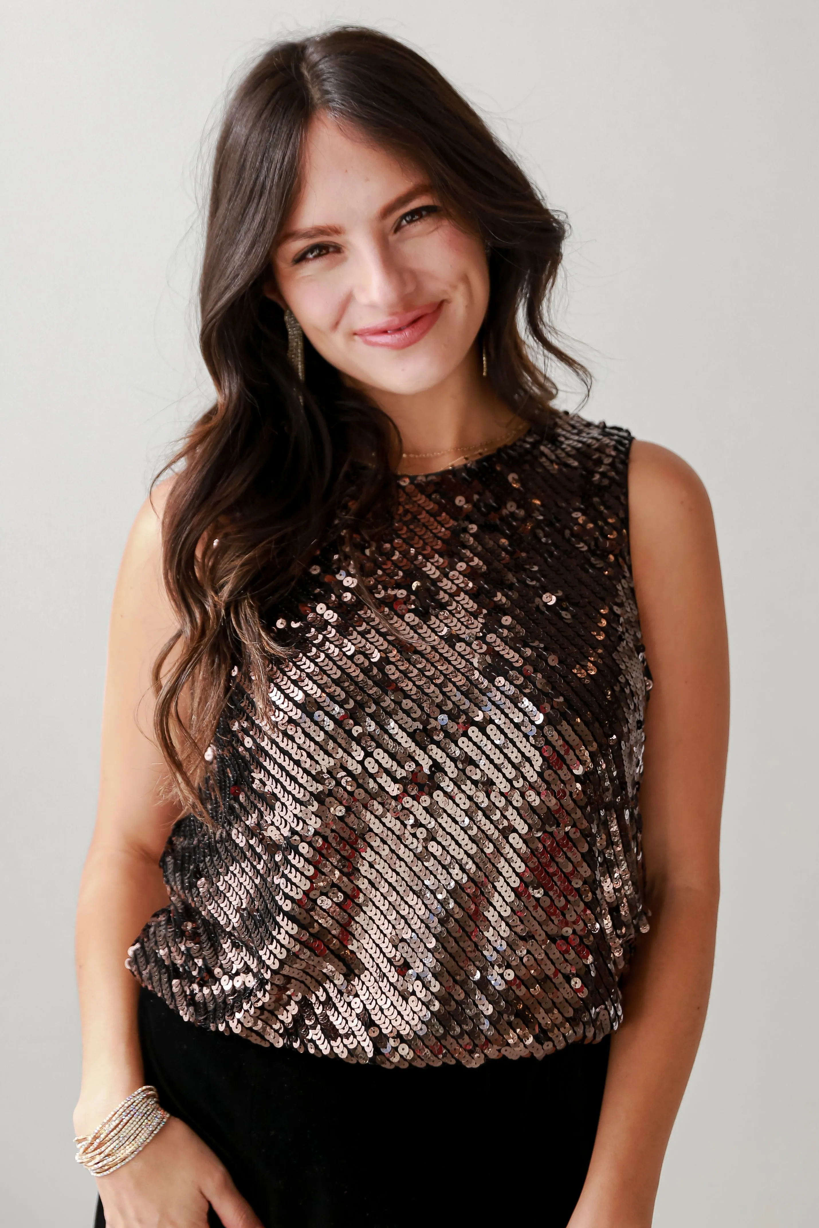 FINAL SALE - Radiant Celebration Black Sequin Tank