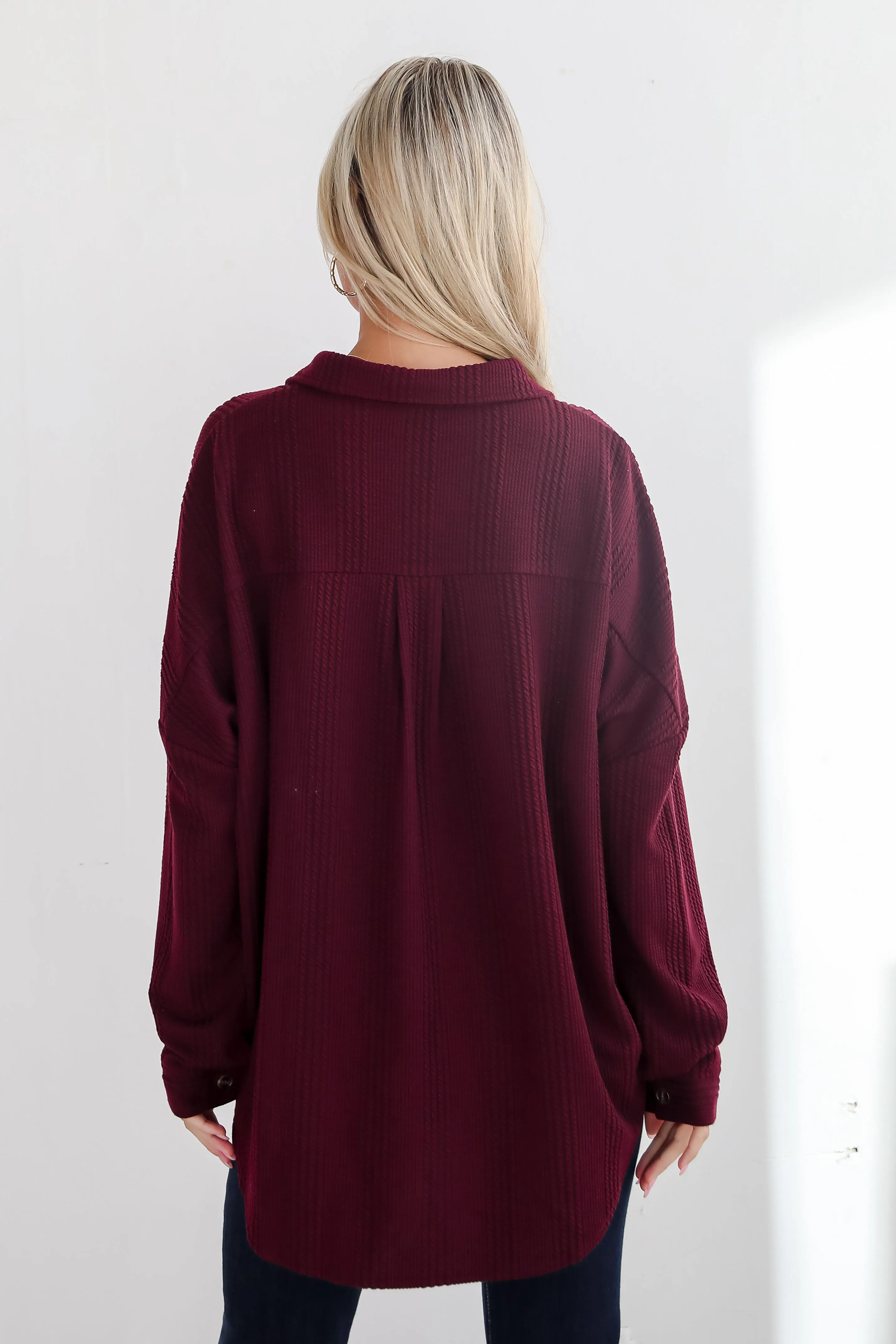 FINAL SALE - Reliably Cozy Wine Knit Button-Up Top