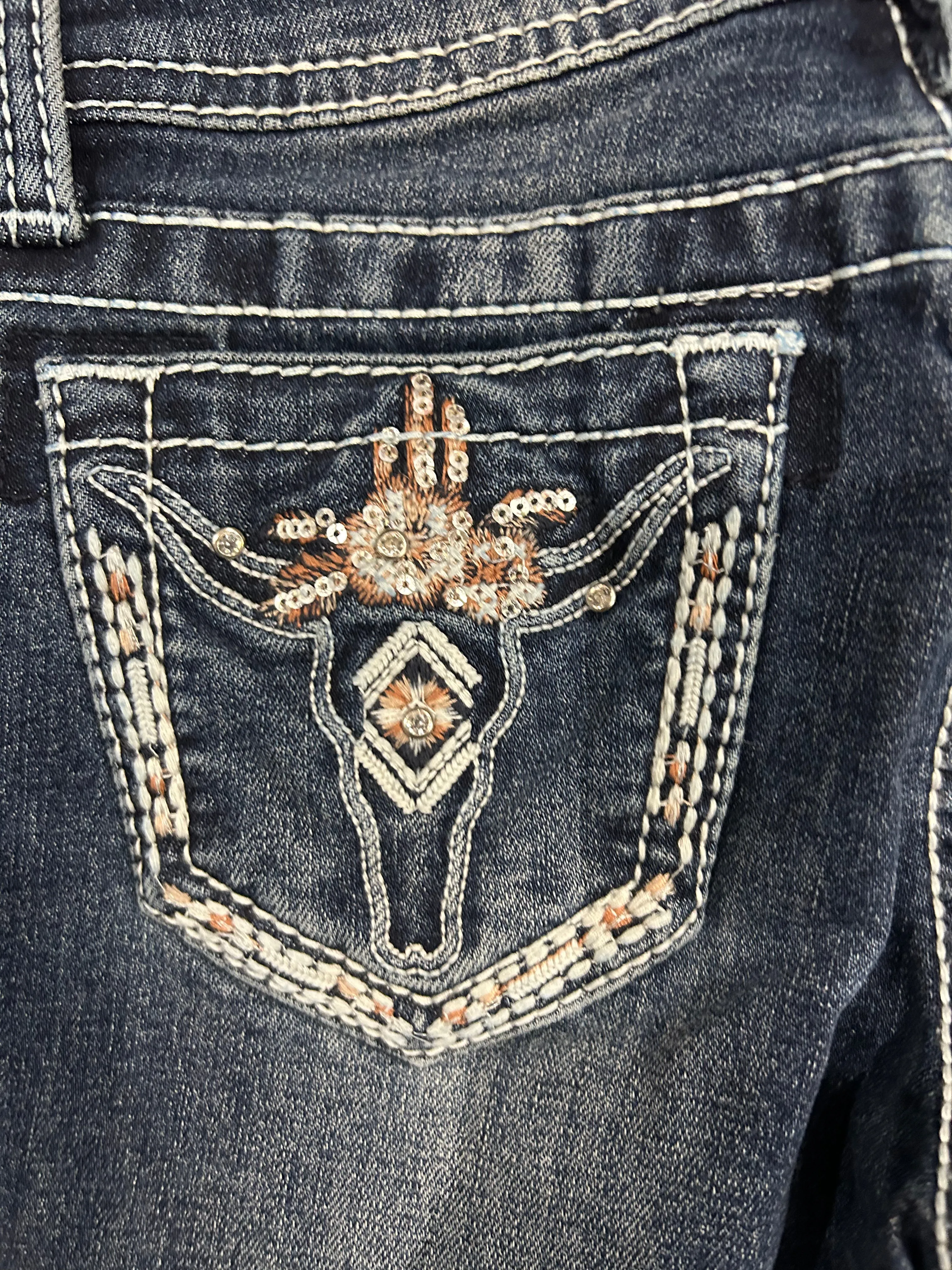 Grace Jeans Steer Head  Embroidered Girls Bootcut Jeans GBS701
