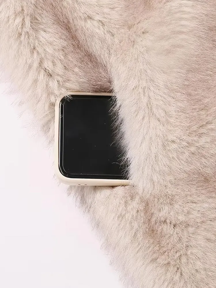 Gradient Cropped Faux Fur Coats