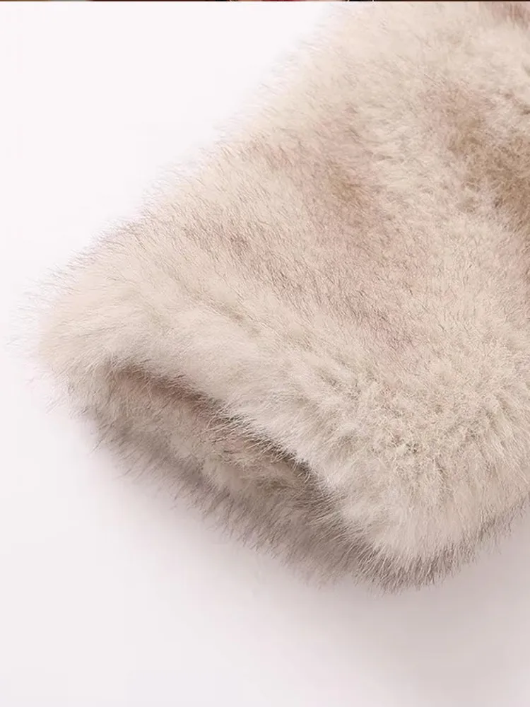 Gradient Cropped Faux Fur Coats