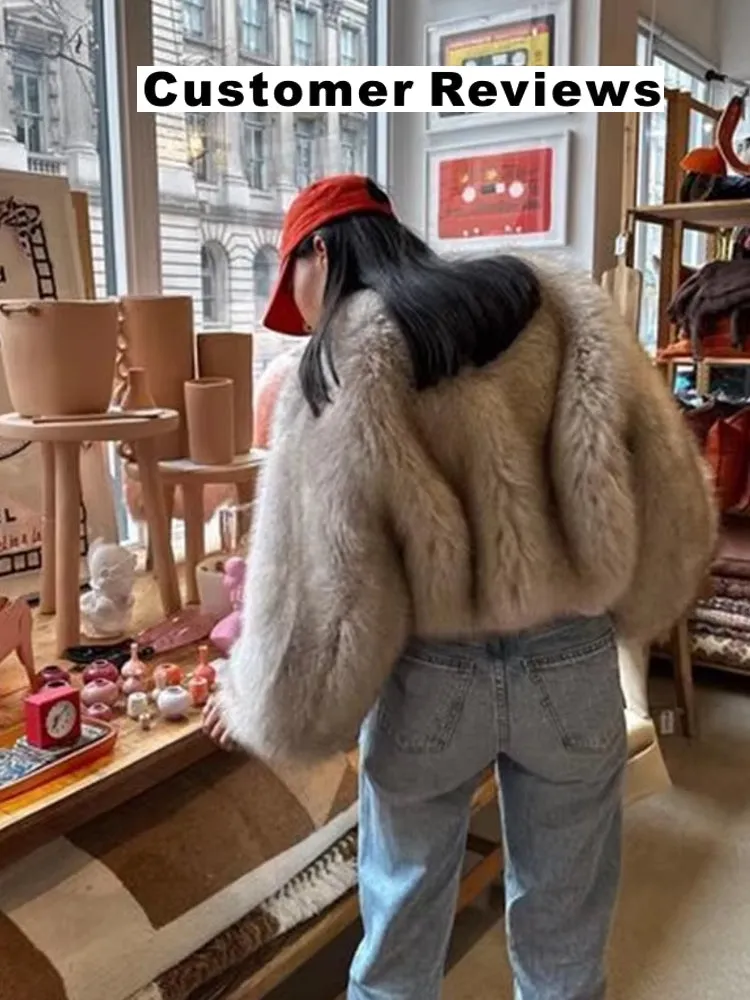 Gradient Cropped Faux Fur Coats