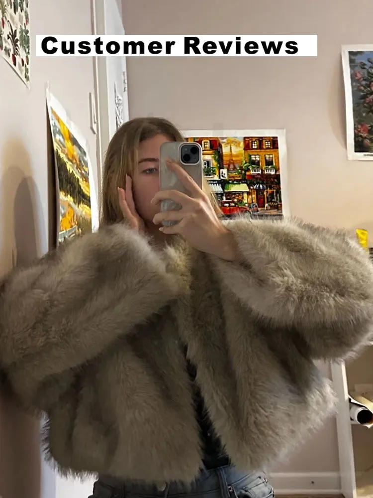 Gradient Cropped Faux Fur Coats