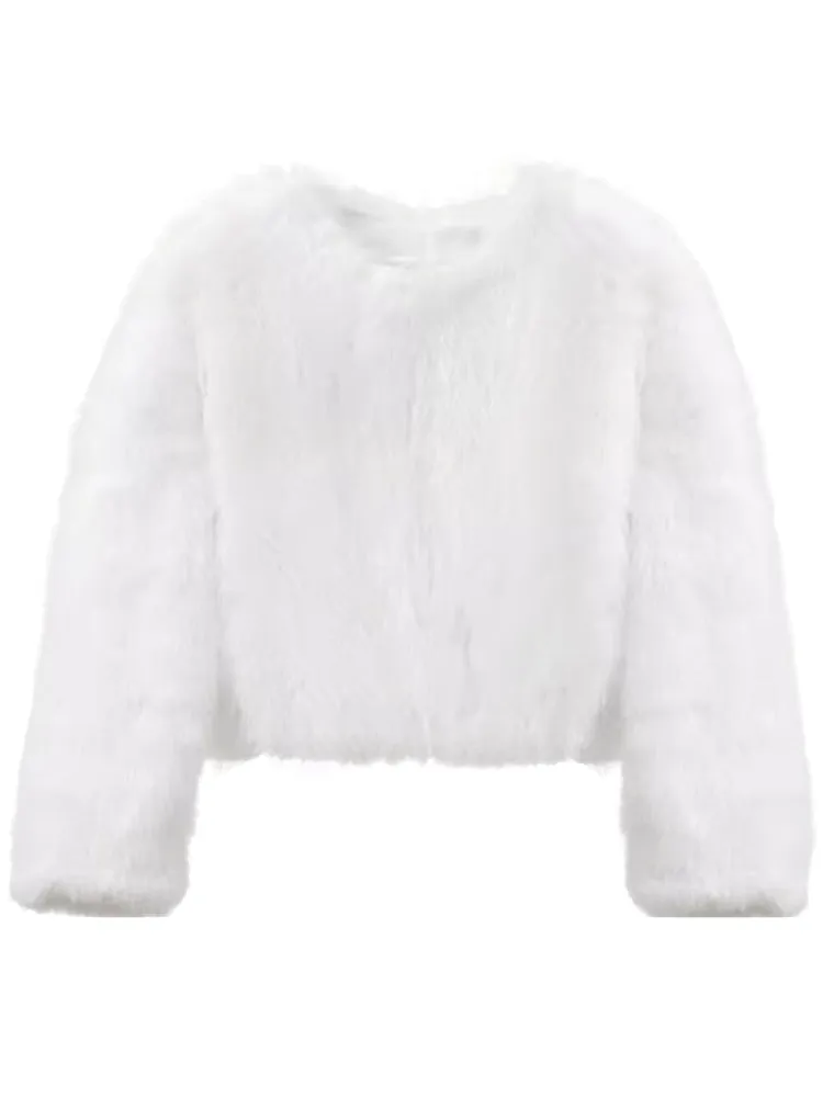 Gradient Cropped Faux Fur Coats