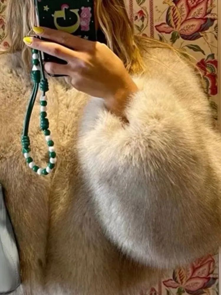 Gradient Cropped Faux Fur Coats