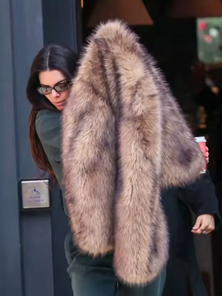 Gradient Cropped Faux Fur Coats