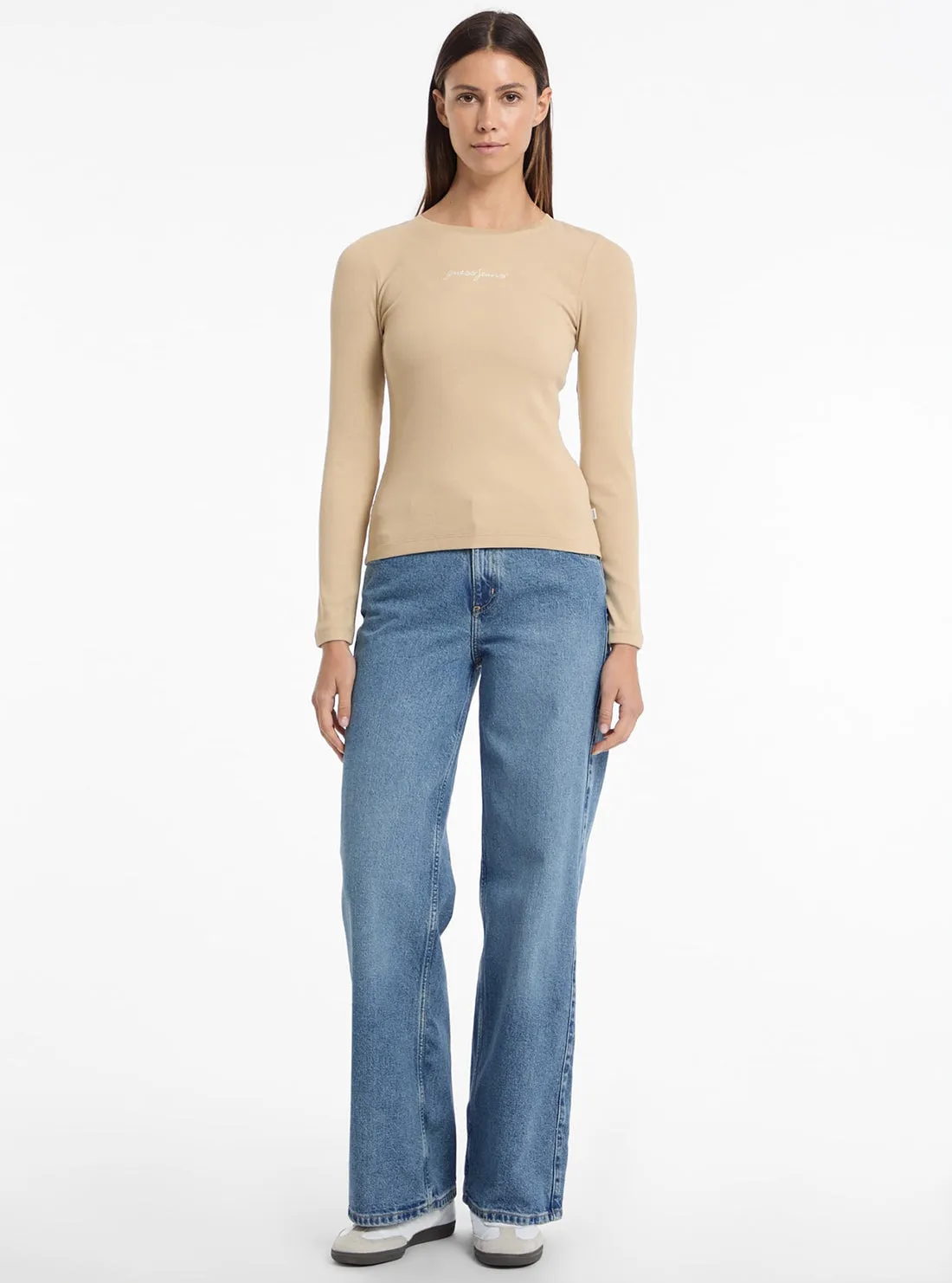 Guess Jeans Beige Slim Rib T-Shirt