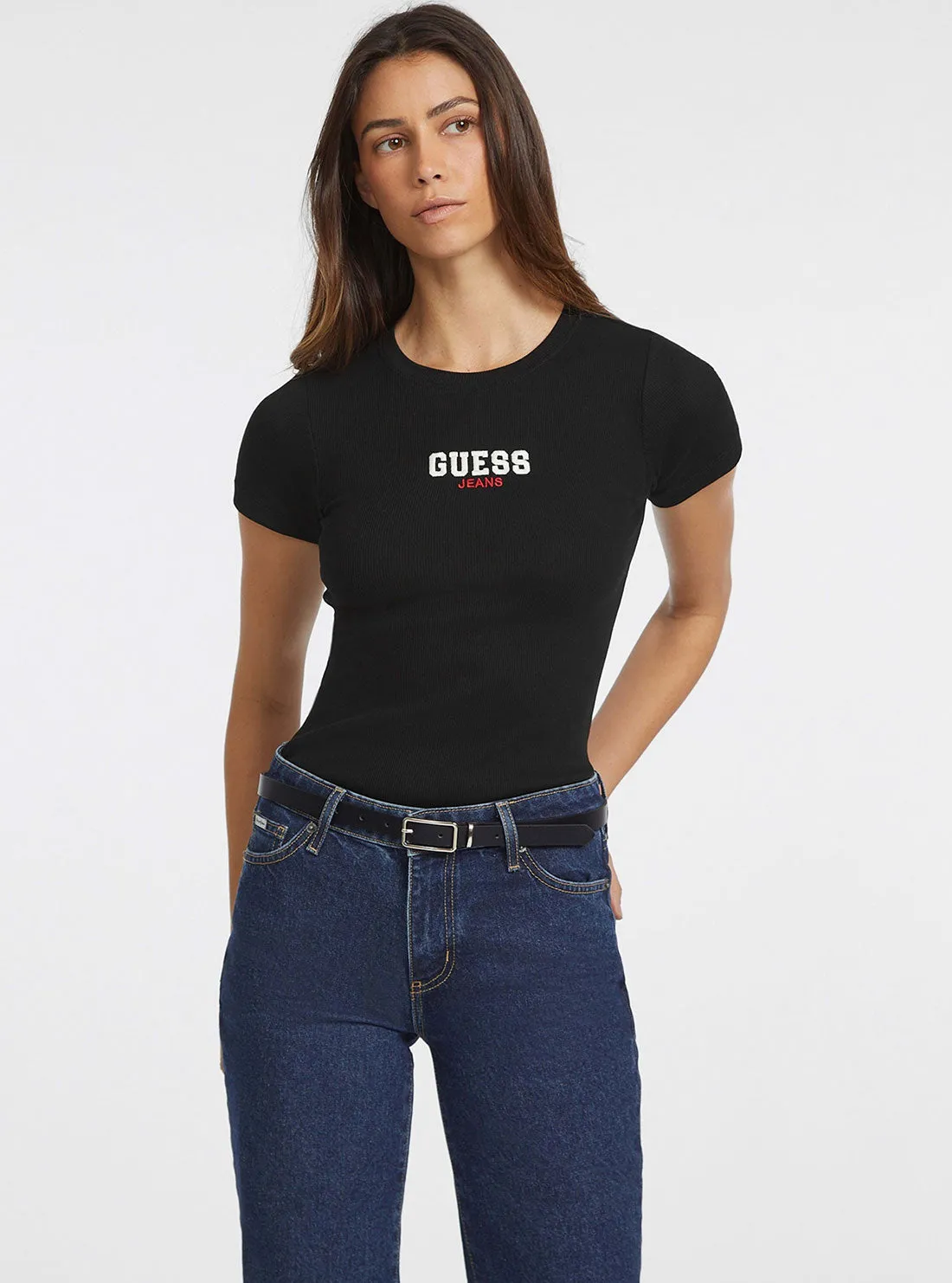 Guess Jeans Black Ribbed T-Shirt