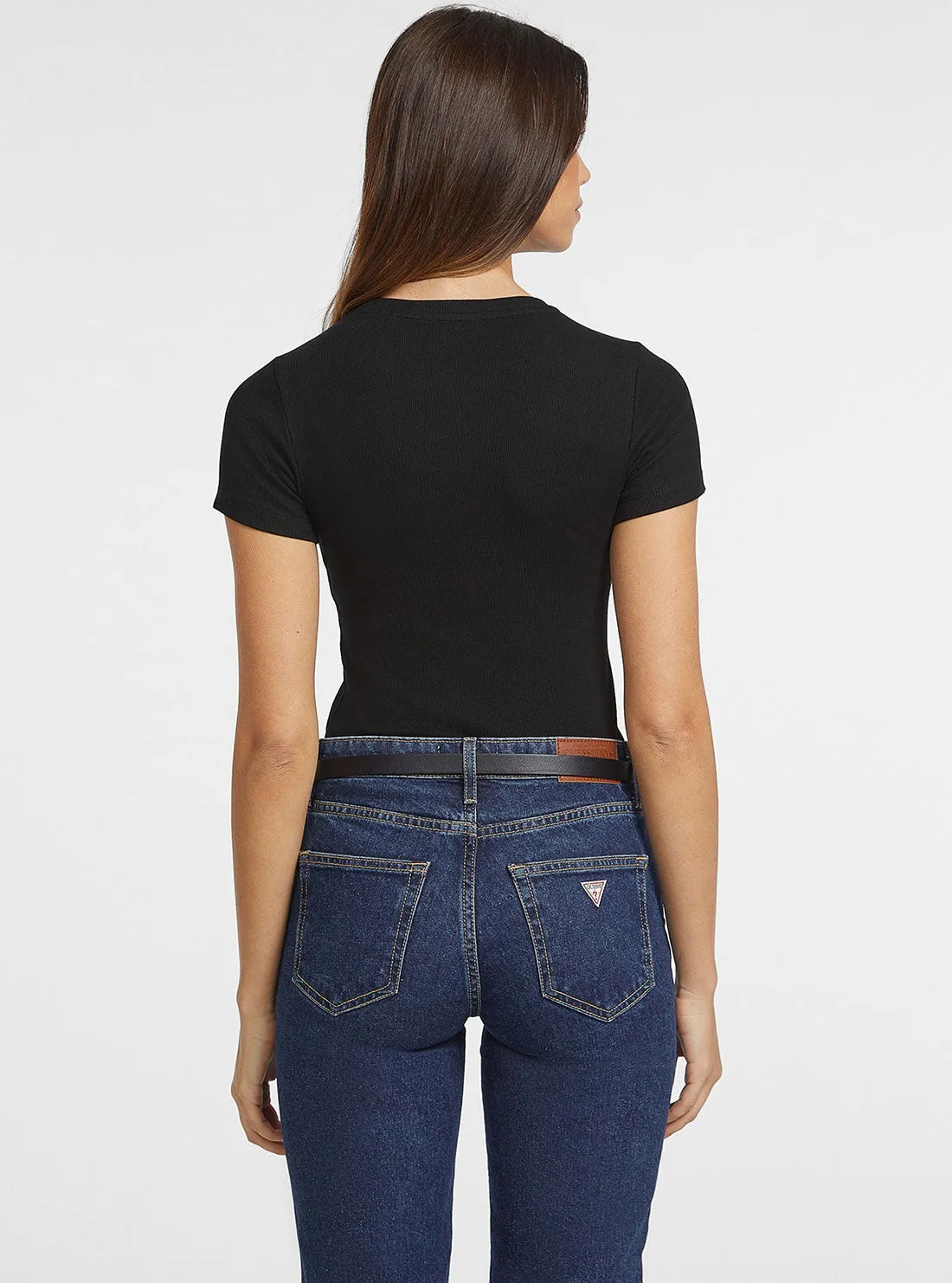 Guess Jeans Black Ribbed T-Shirt