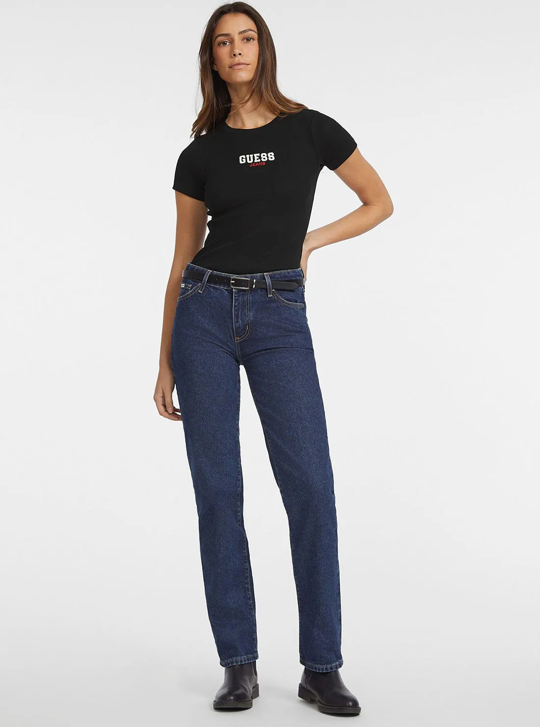 Guess Jeans Black Ribbed T-Shirt