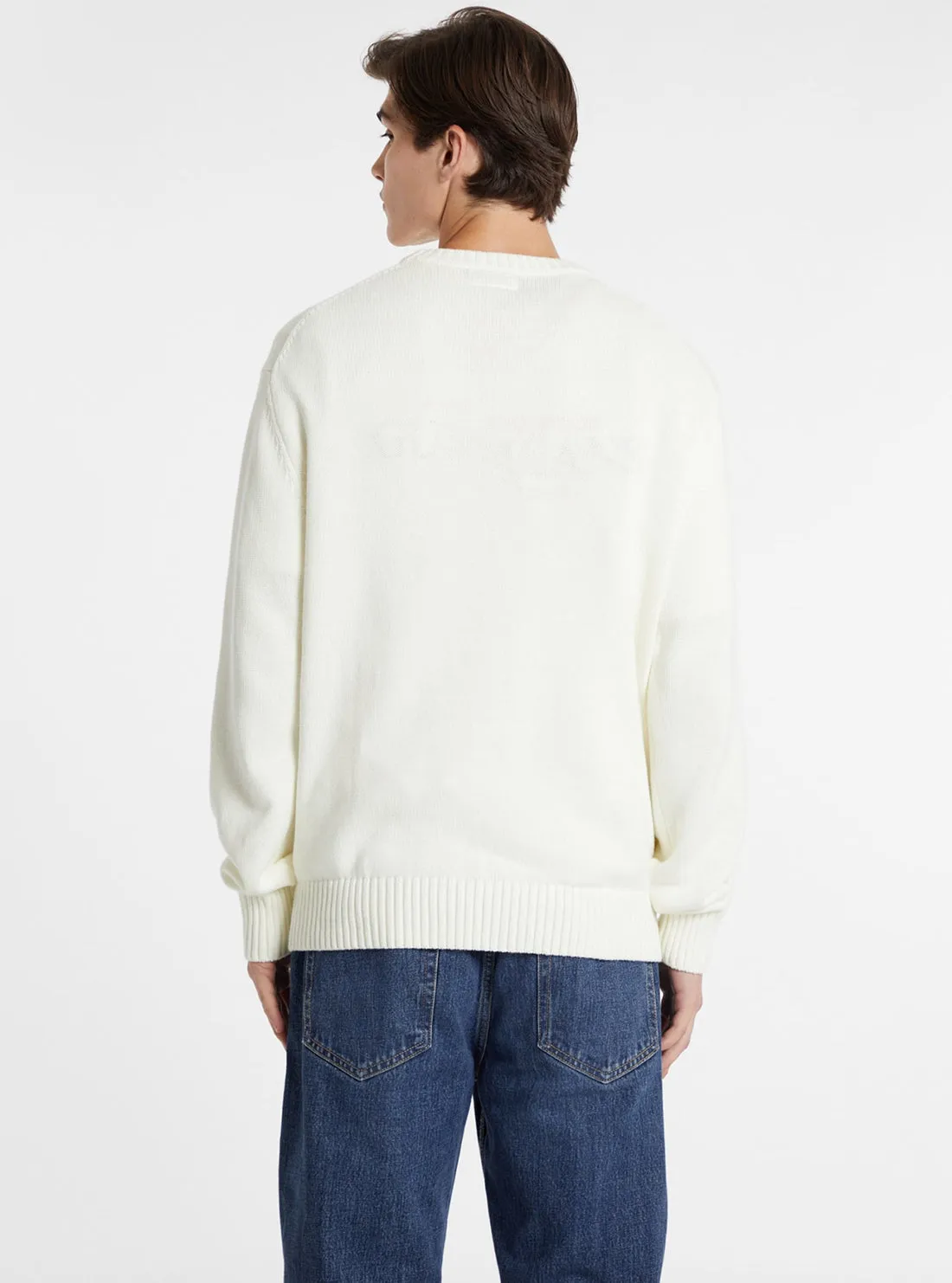 Guess Jeans White Embroidered Knit Jumper