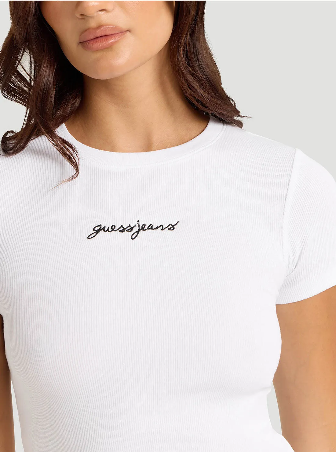 Guess Jeans White Embroidered T-Shirt