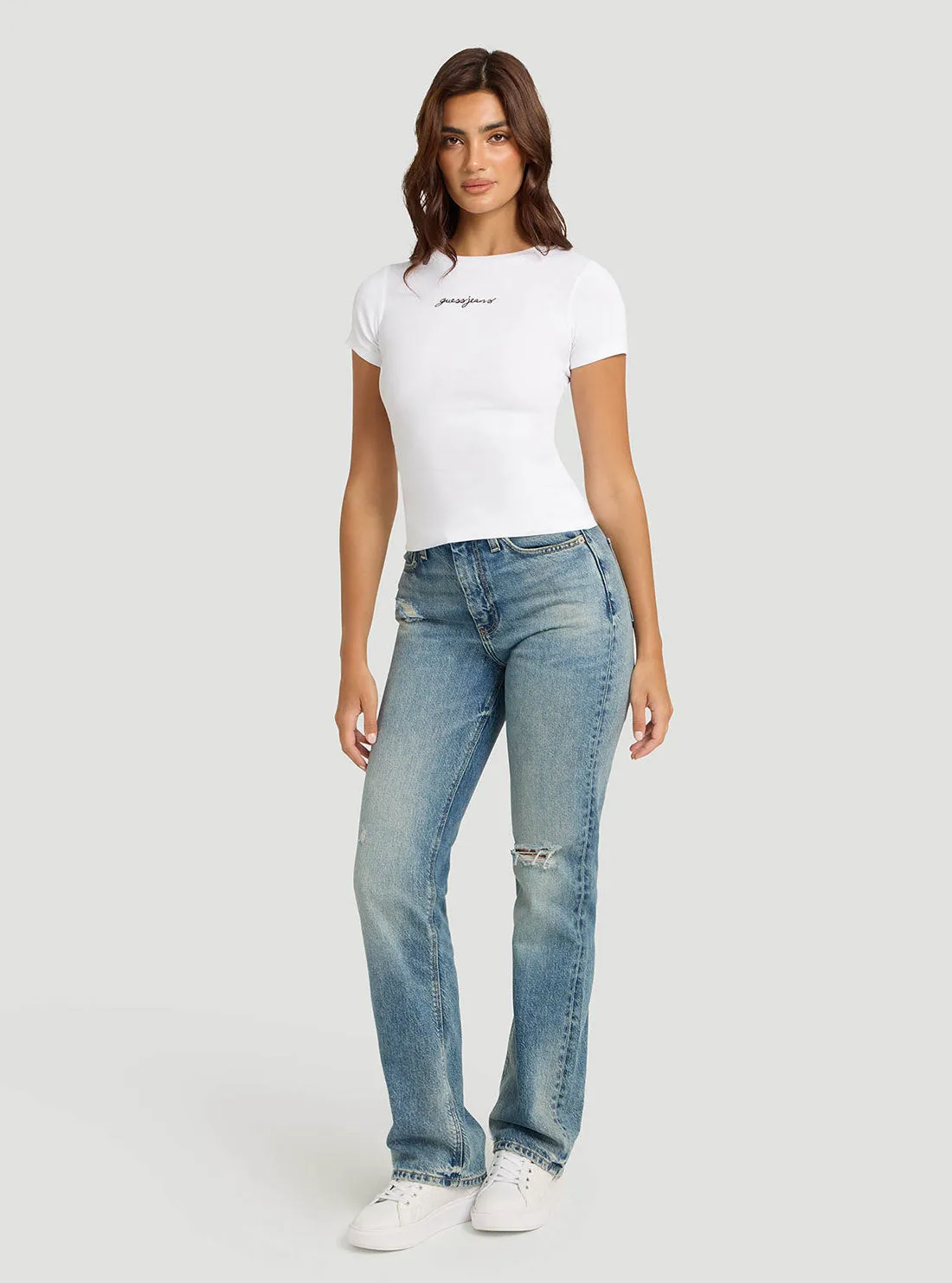Guess Jeans White Embroidered T-Shirt