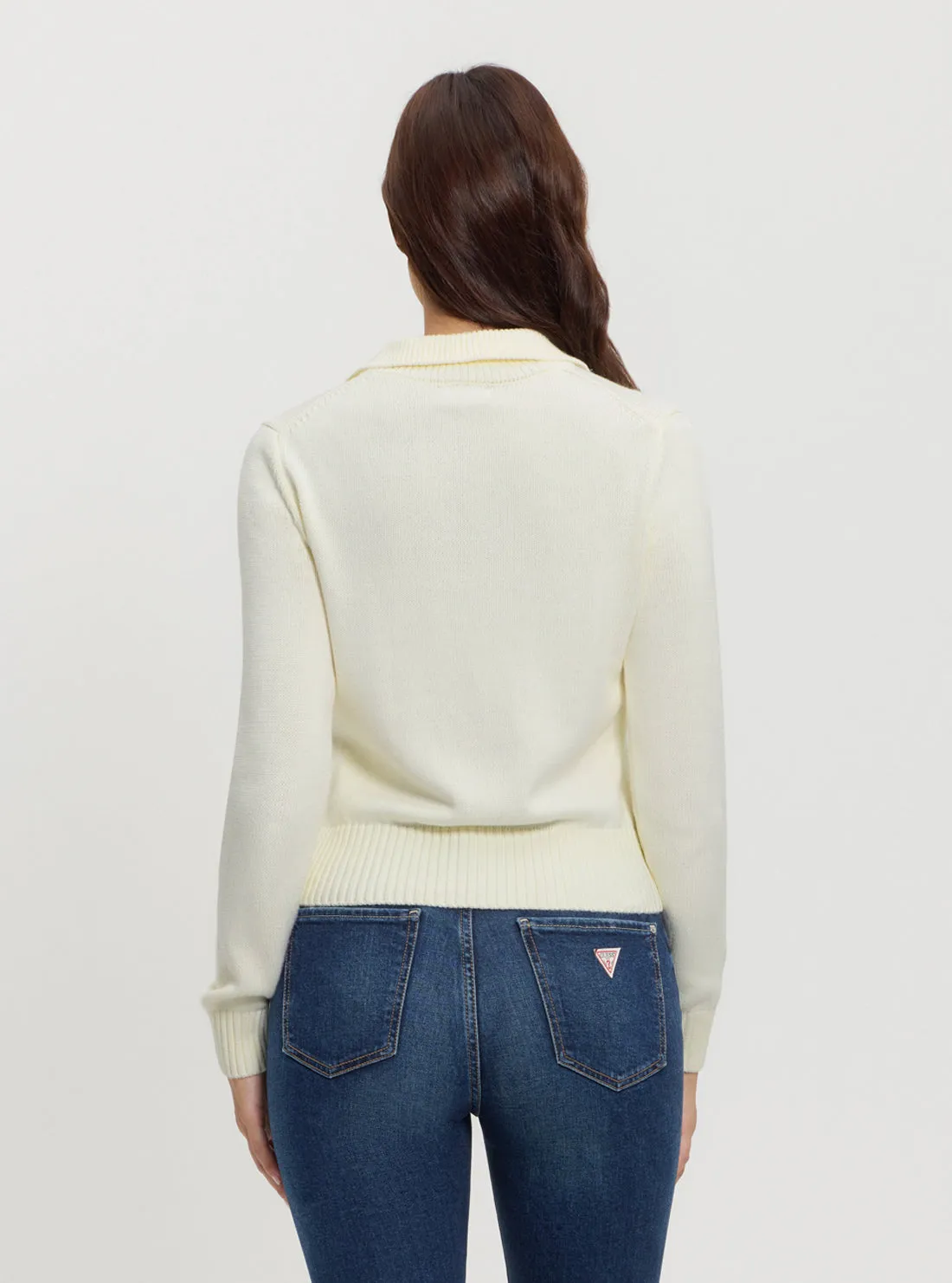 Guess Jeans White Polo Knit Jumper