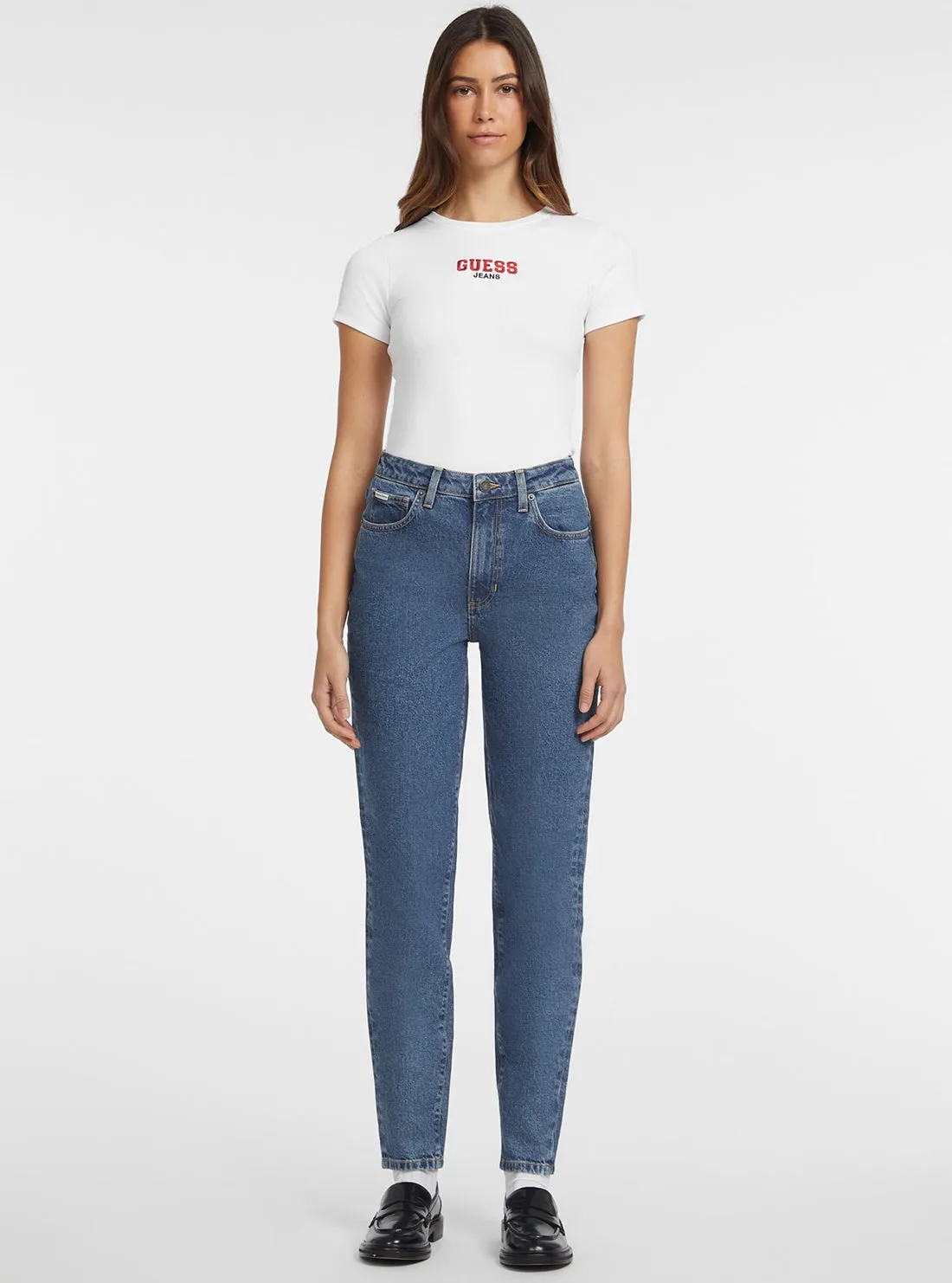 Guess Jeans White Ribbed T-Shirt
