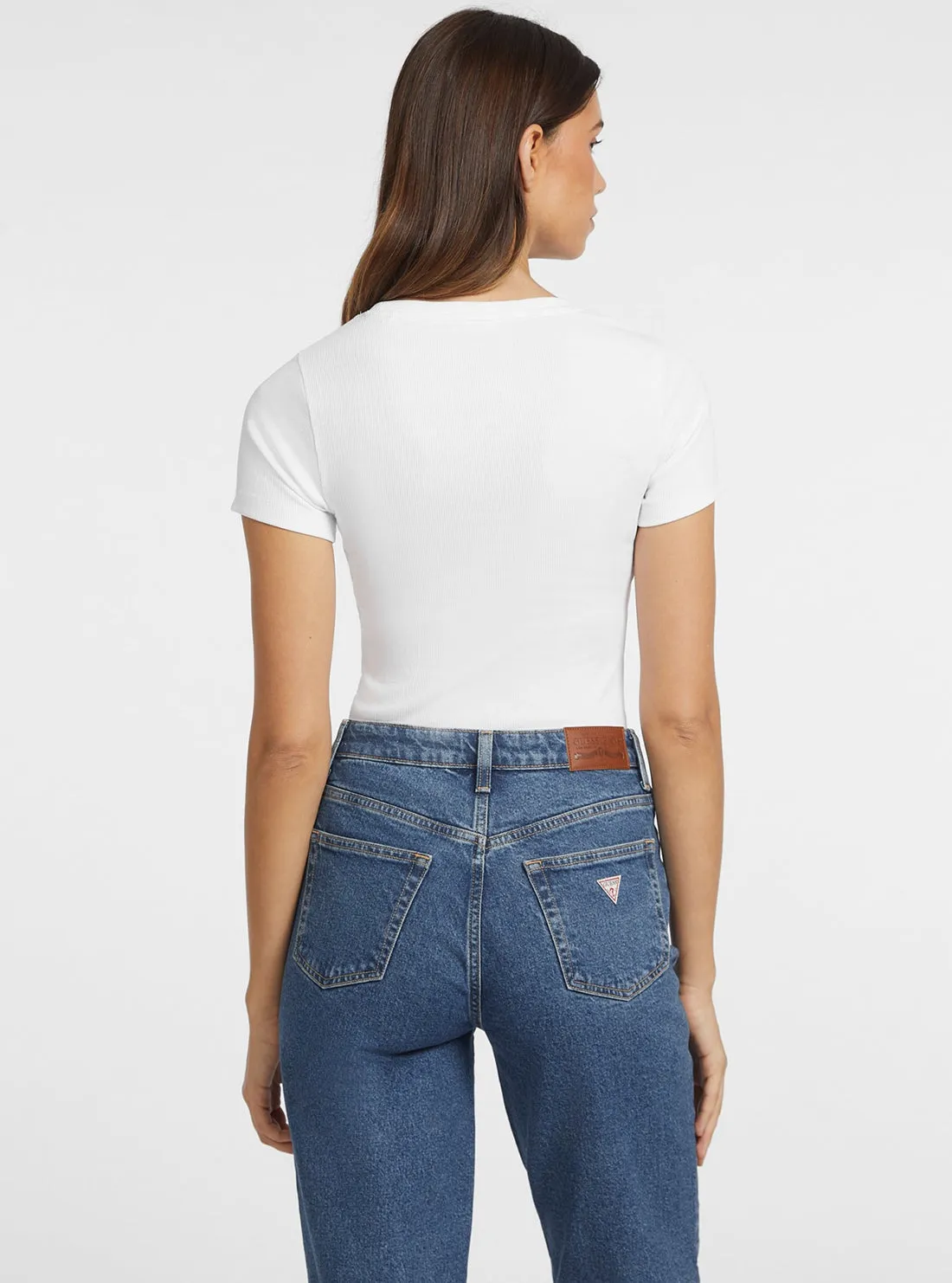 Guess Jeans White Ribbed T-Shirt