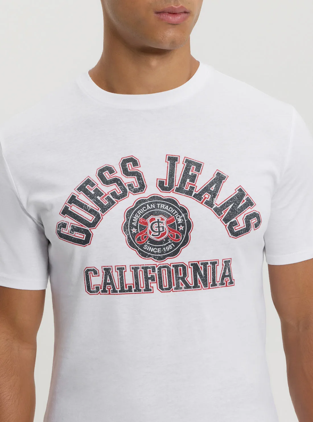 Guess Jeans White Slim Printed Tee