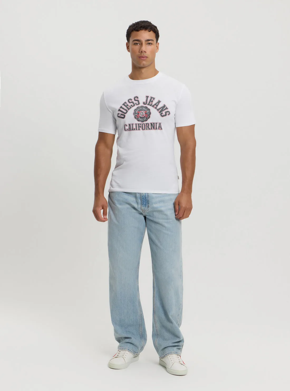 Guess Jeans White Slim Printed Tee