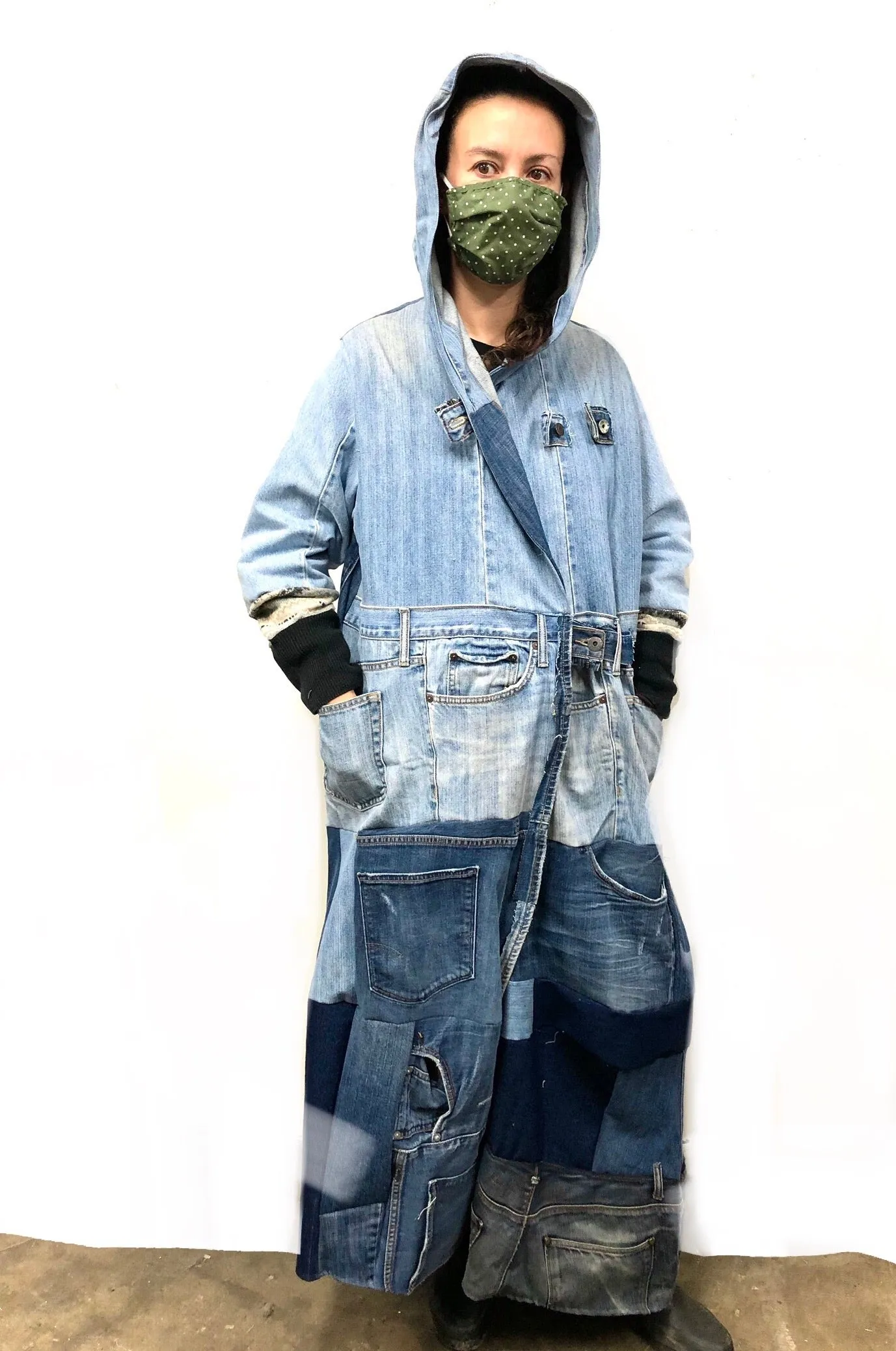 Hooded Denim Duster coat