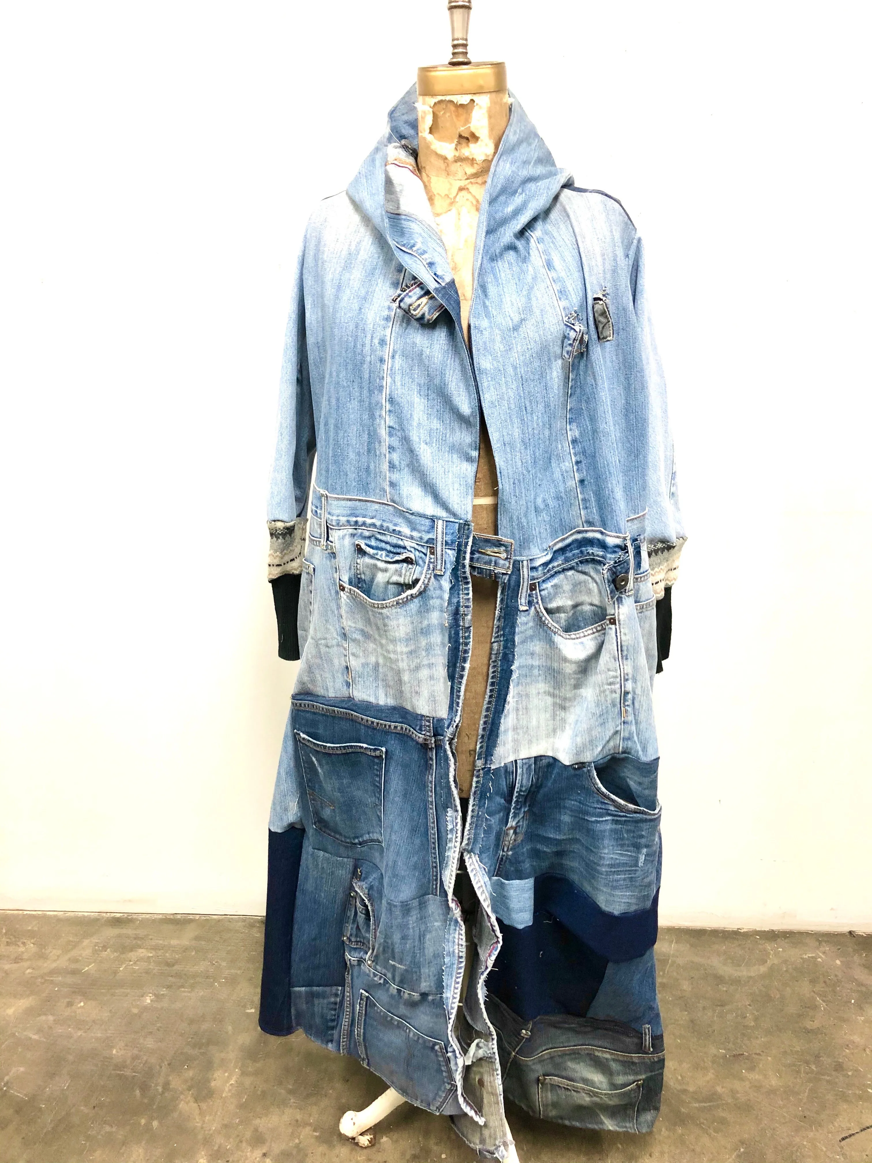 Hooded Denim Duster coat