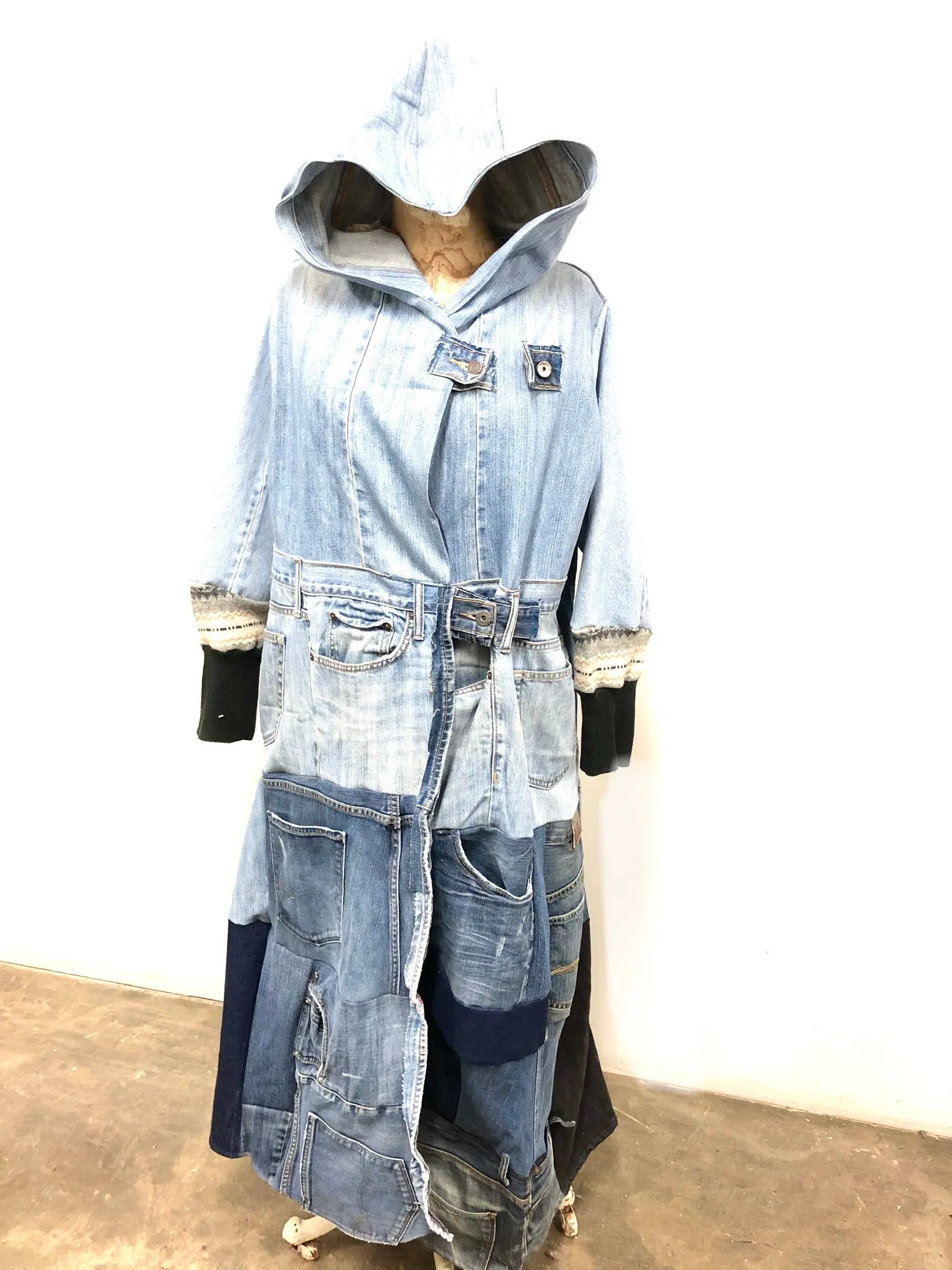 Hooded Denim Duster coat