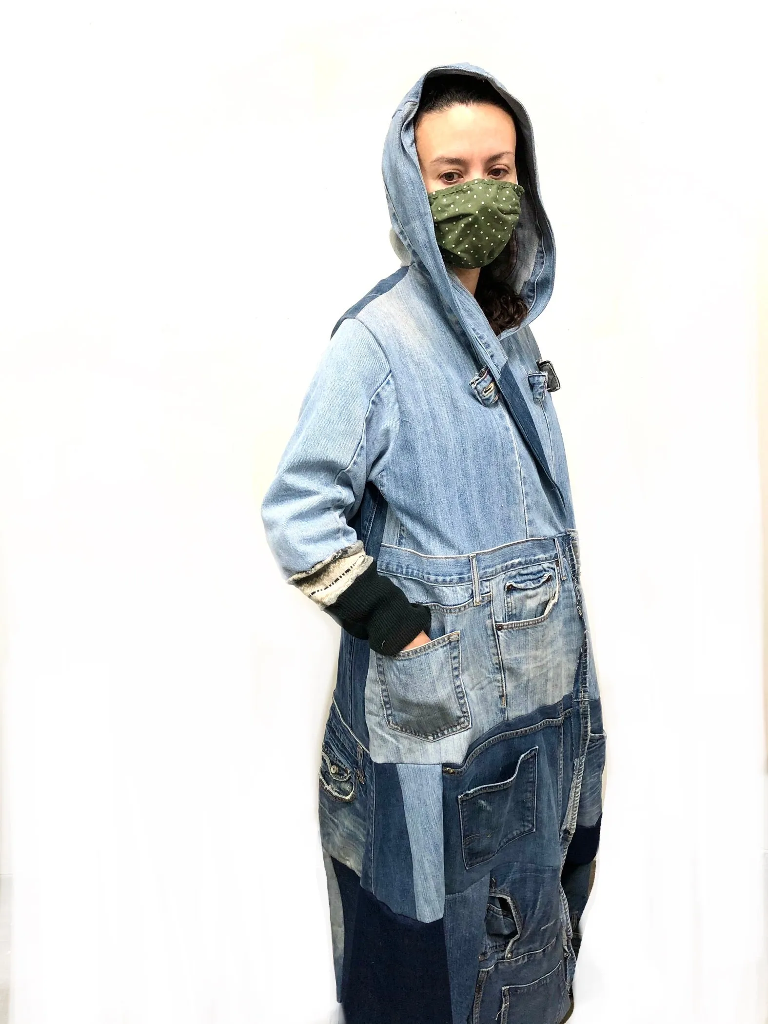 Hooded Denim Duster coat