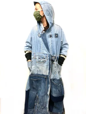 Hooded Denim Duster coat