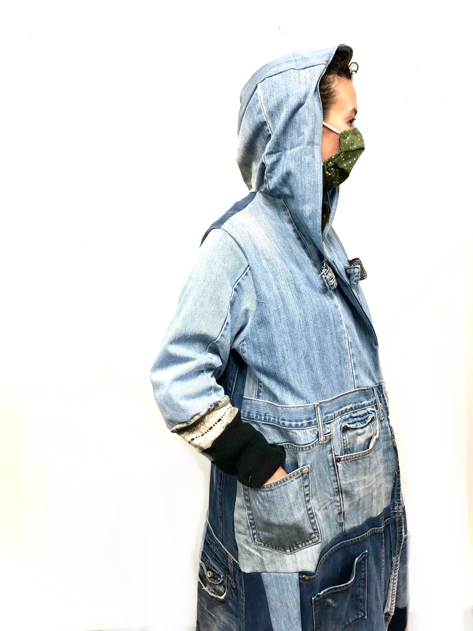 Hooded Denim Duster coat