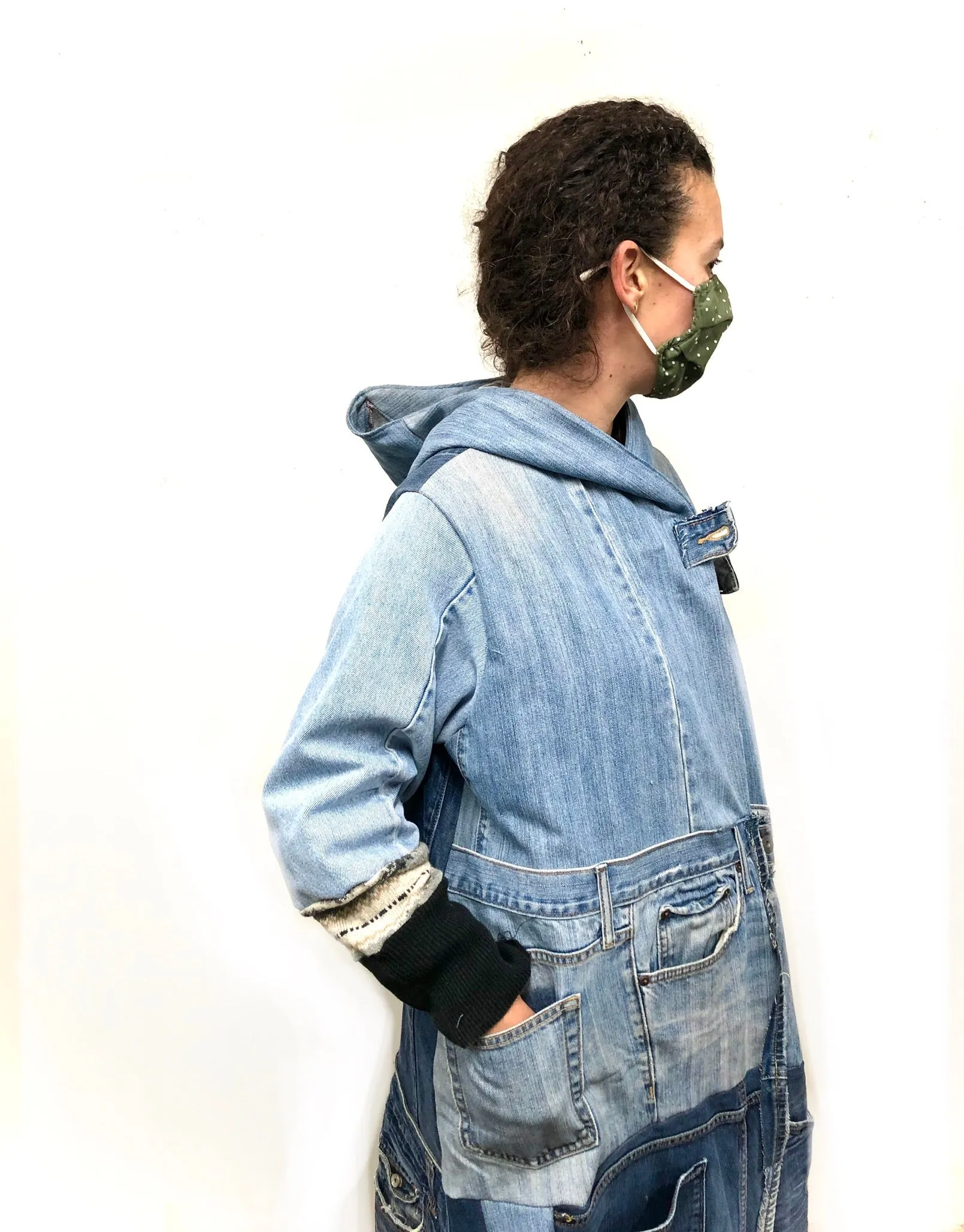 Hooded Denim Duster coat