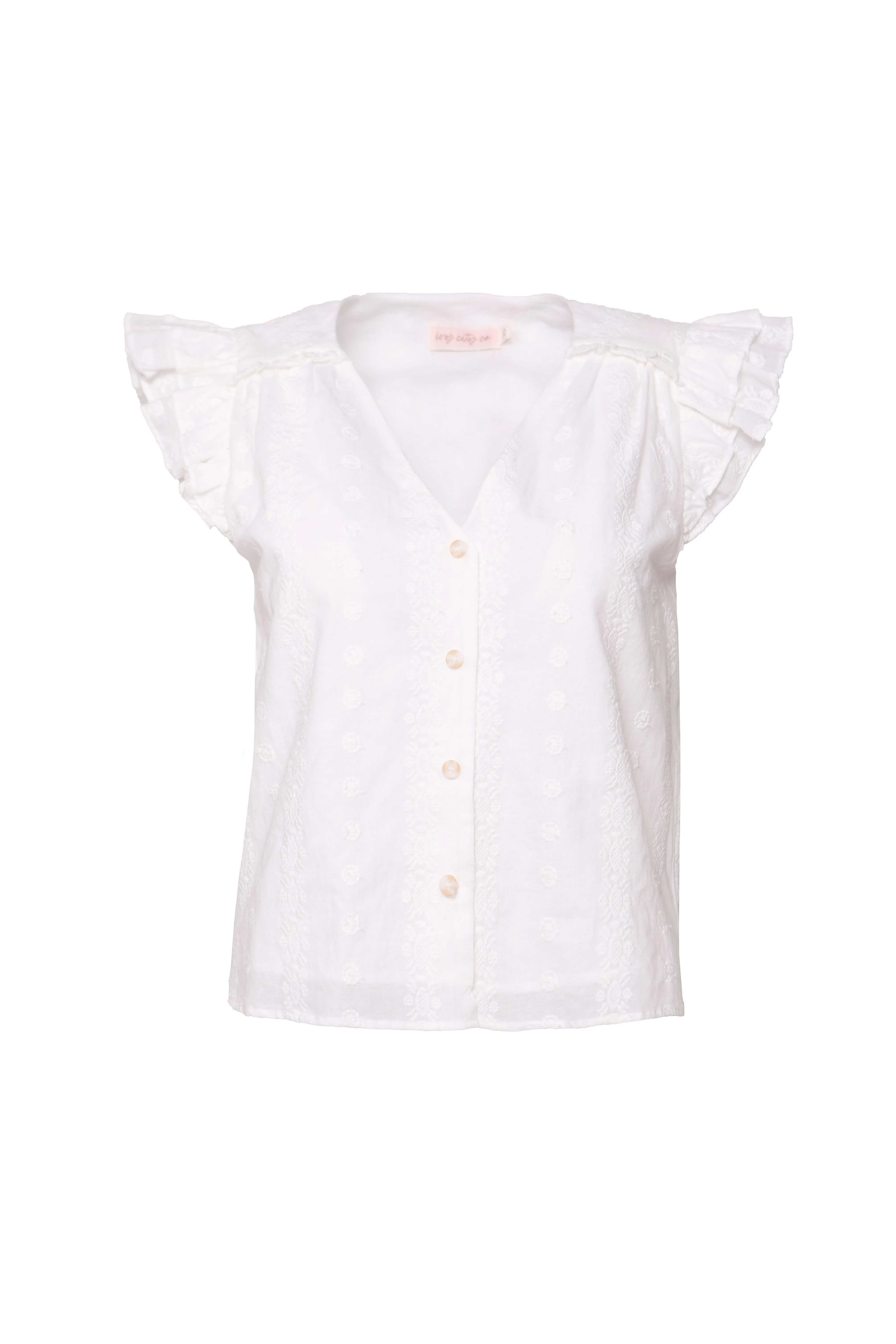 Lana Blouse in White Eyelet