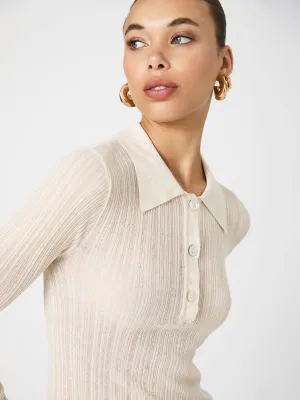 Linen Blend Knit Button Up Top