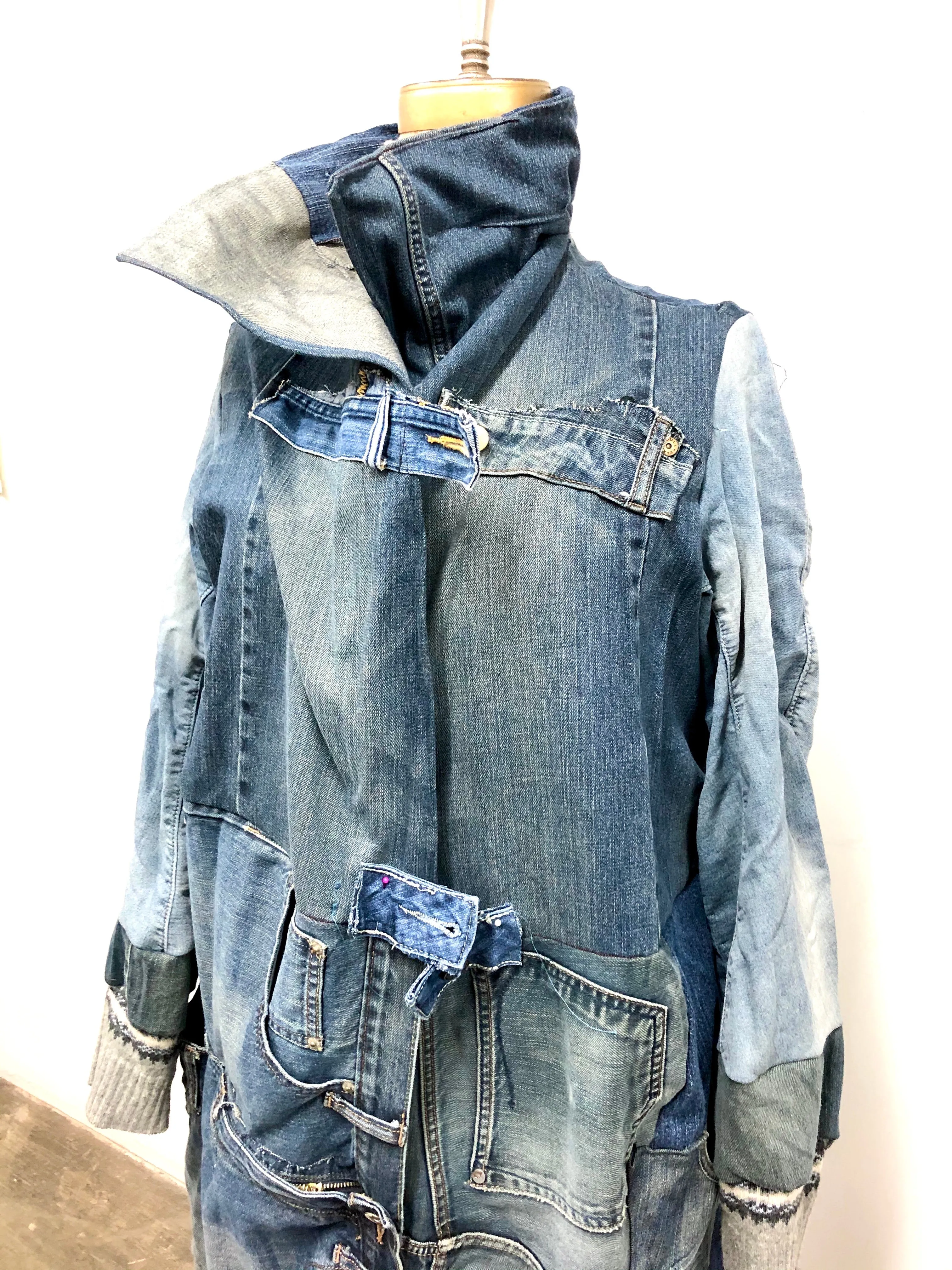 Long Denim Duster coat with collar