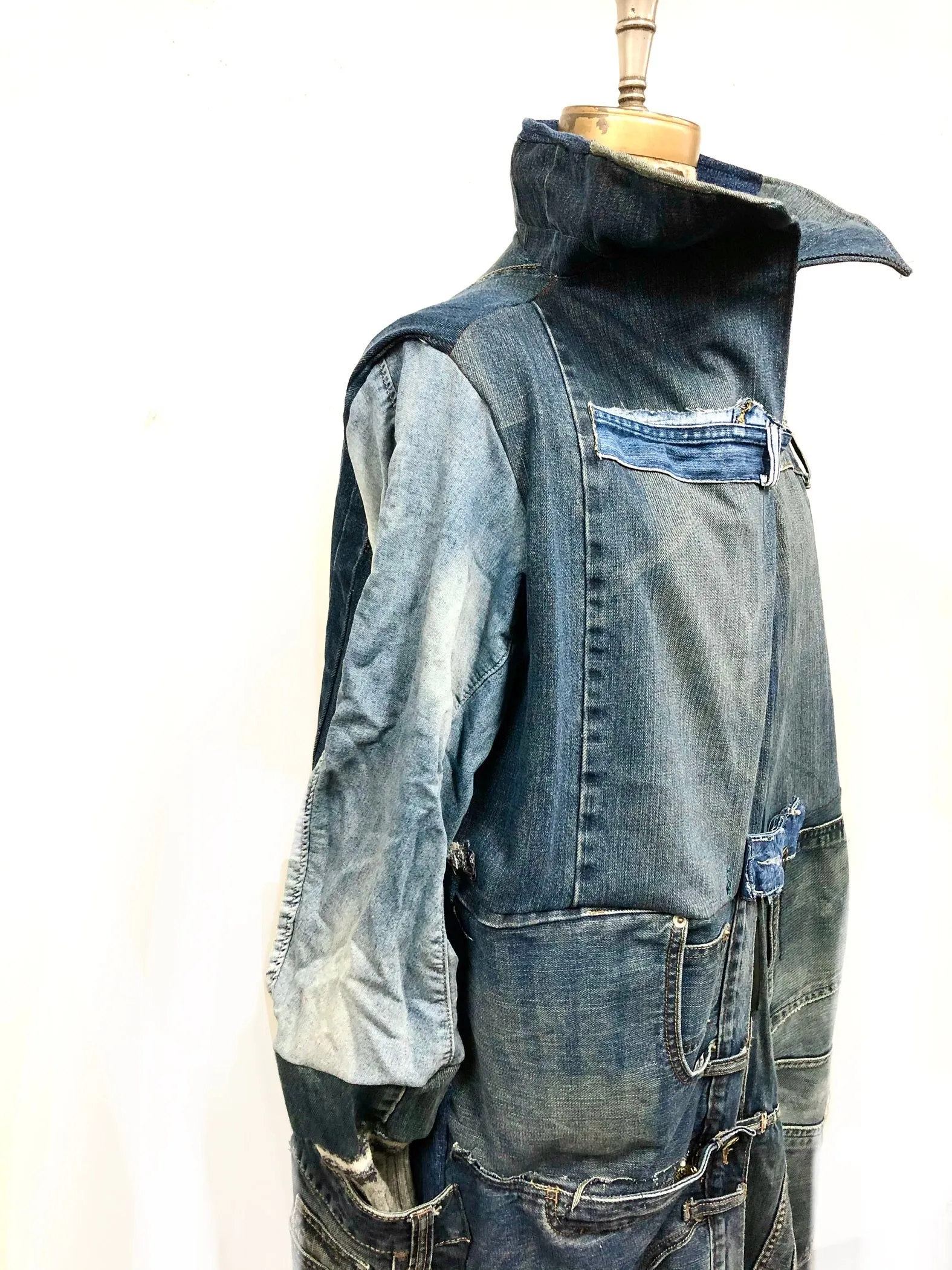 Long Denim Duster coat with collar