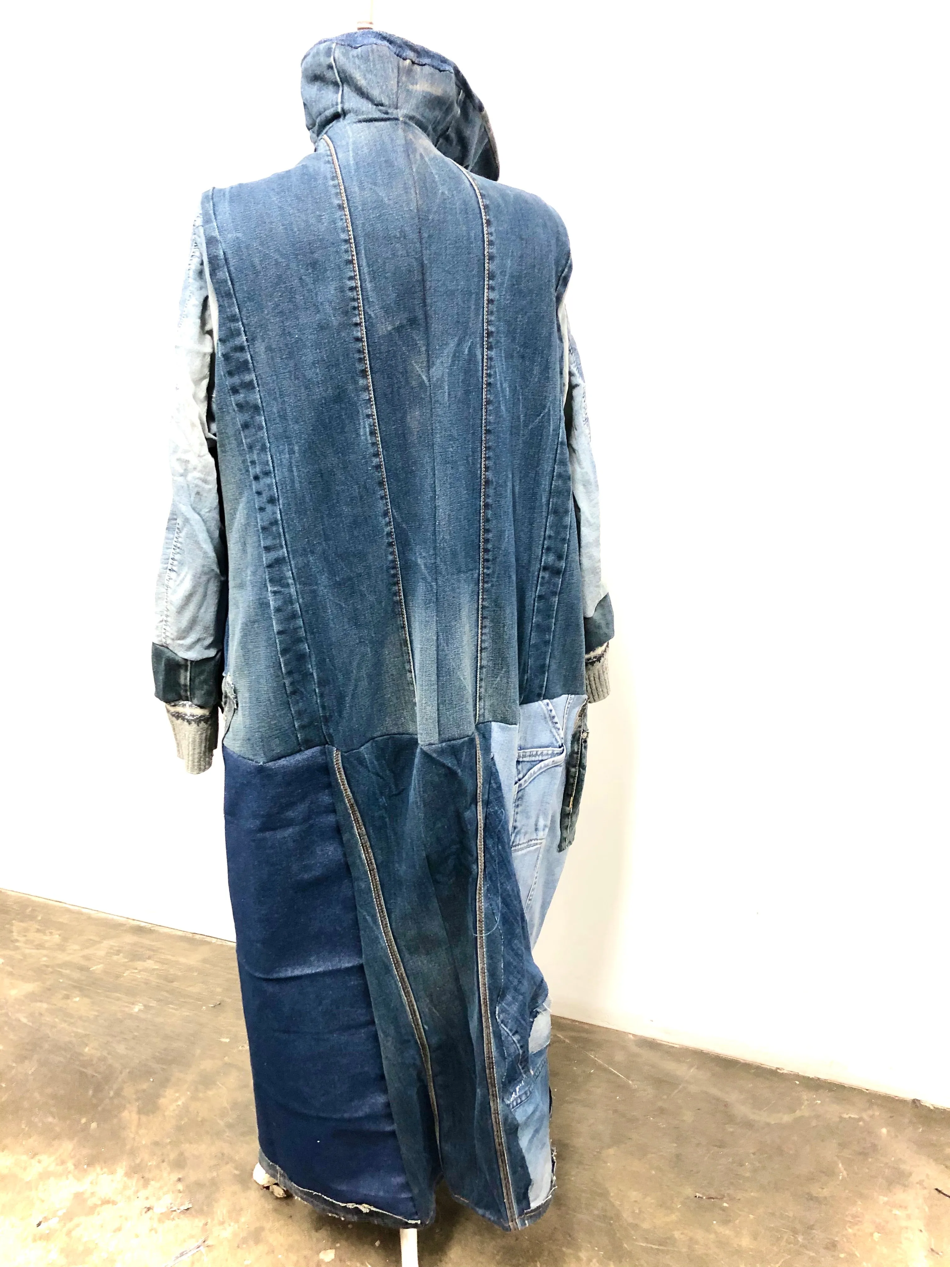 Long Denim Duster coat with collar