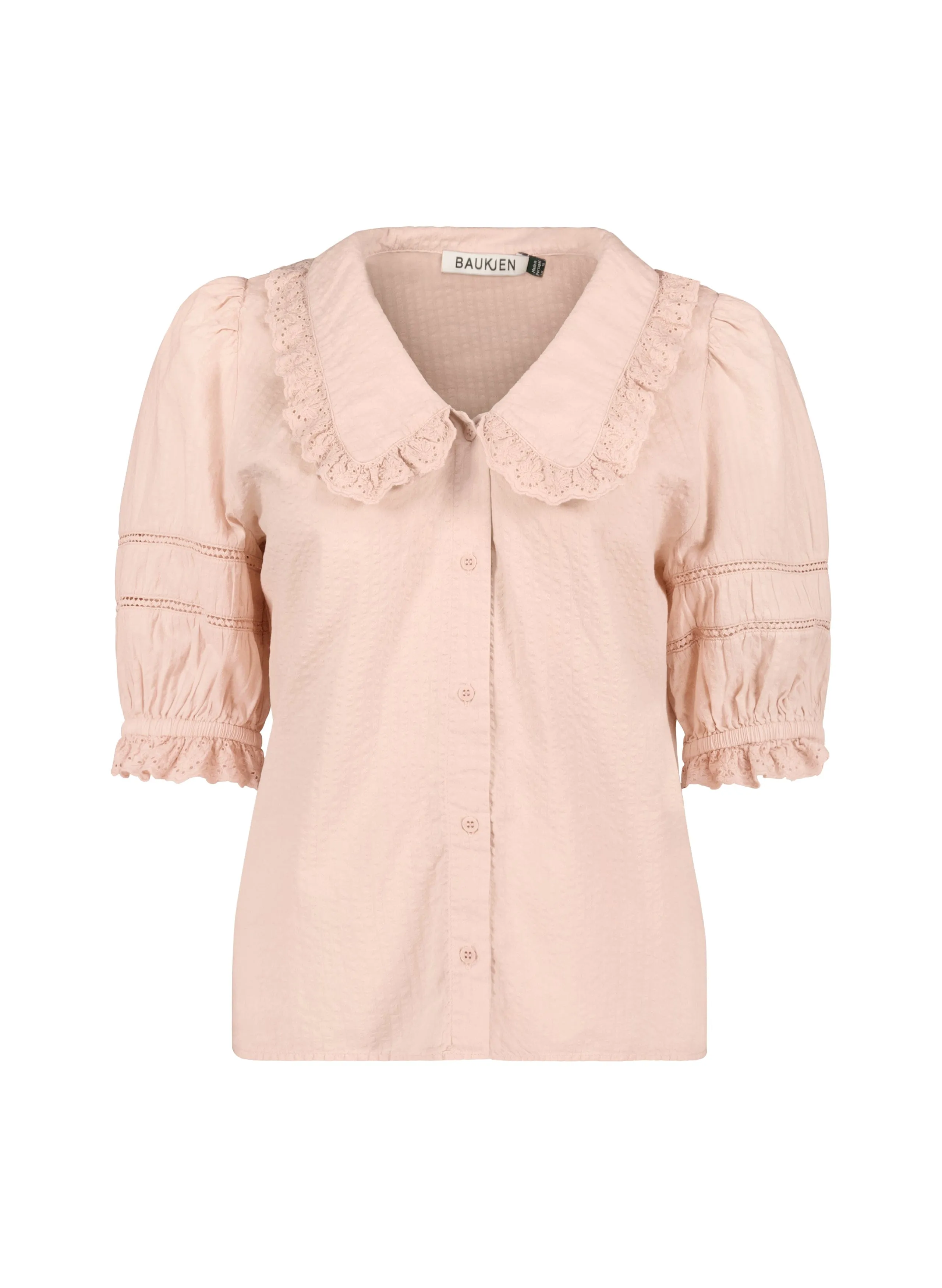 Marti Organic Cotton Broderie Detail Blouse | Powder Pink