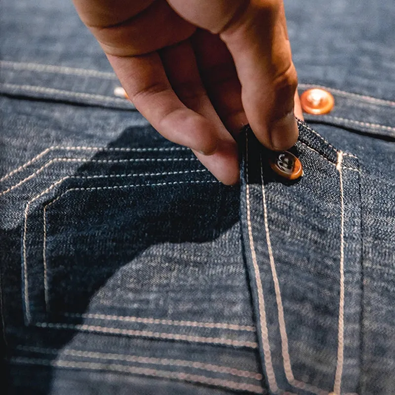 Men Jeans Indigo Washed Solid Work Shirt