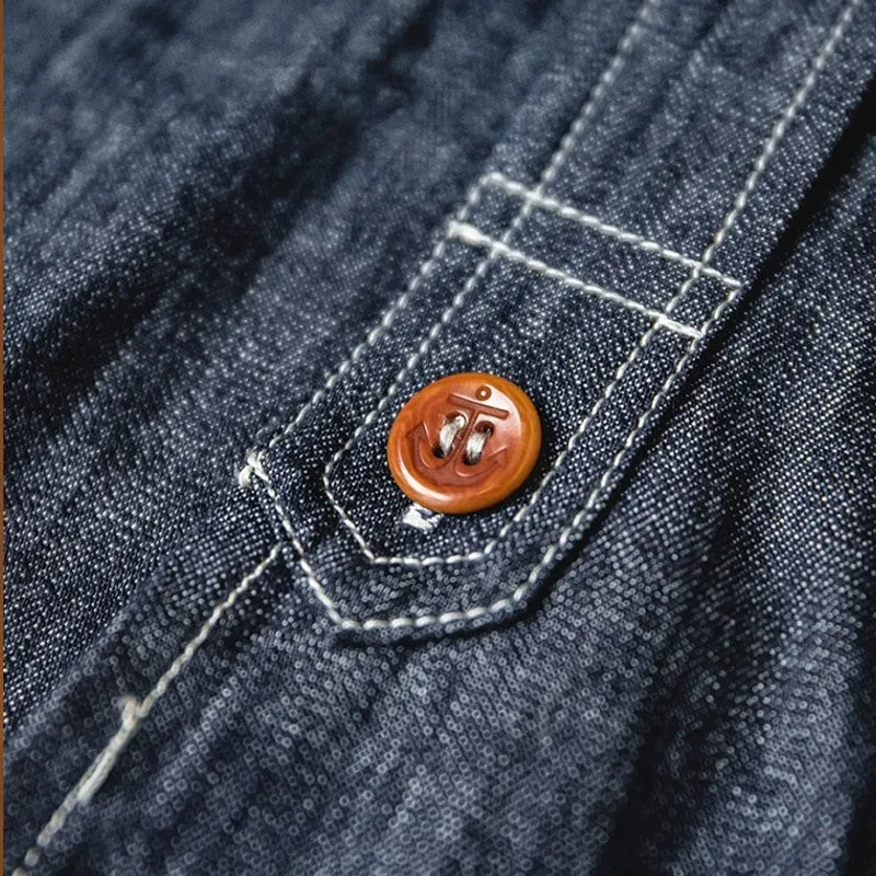 Men Jeans Indigo Washed Solid Work Shirt