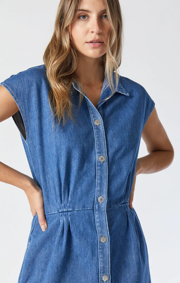 MERCY DENIM SHIRT DRESS IN MID SUMMER DENIM