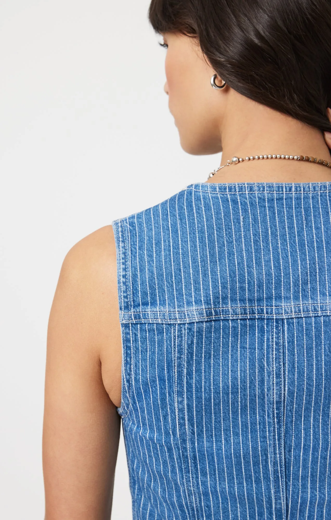 MERLIN VEST IN BLUE STRIPE DENIM