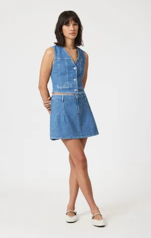 MERLIN VEST IN BLUE STRIPE DENIM