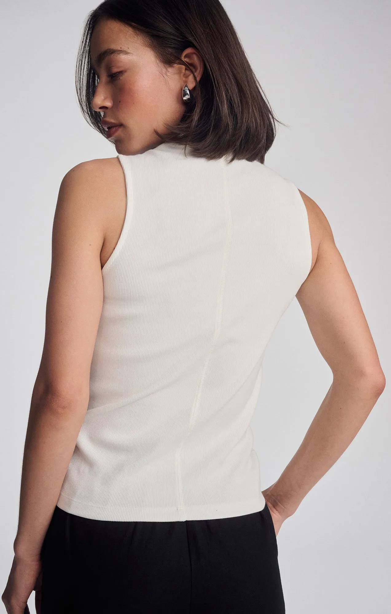 MOCK NECK TANK TOP IN ANTIQUE WHITE