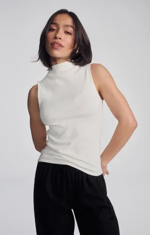 MOCK NECK TANK TOP IN ANTIQUE WHITE