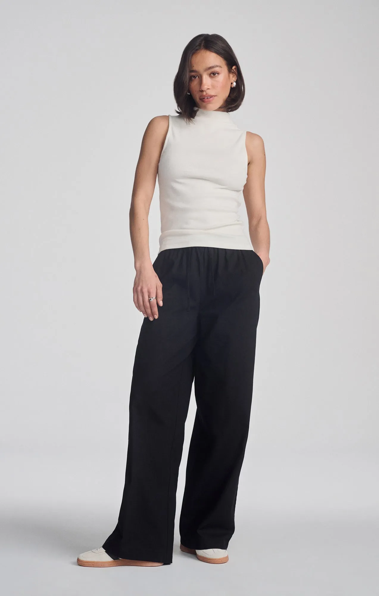 MOCK NECK TANK TOP IN ANTIQUE WHITE