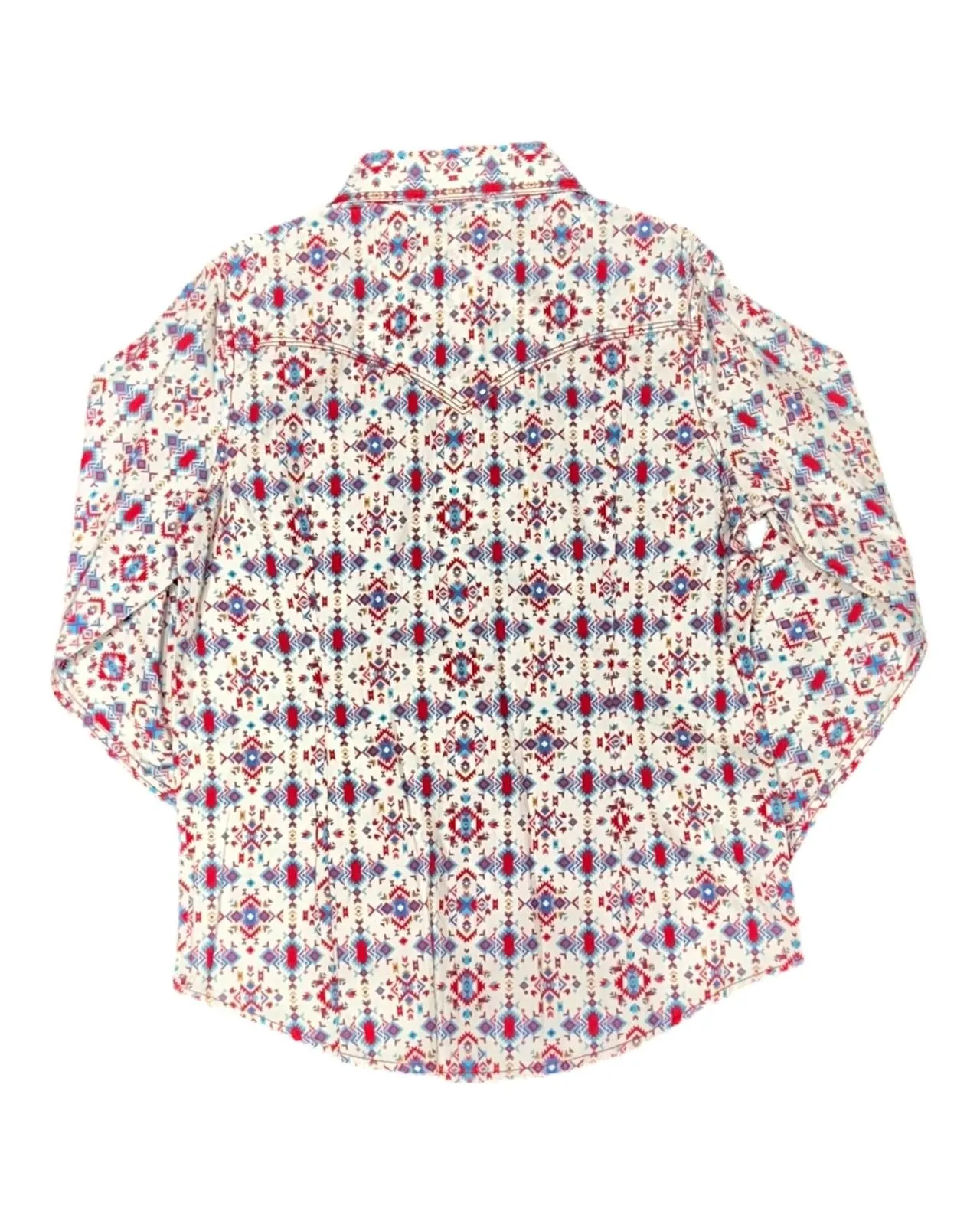 MontanaCo Ladies All Over Aztec Pattern in Red & Blue Western Blouse L-1110